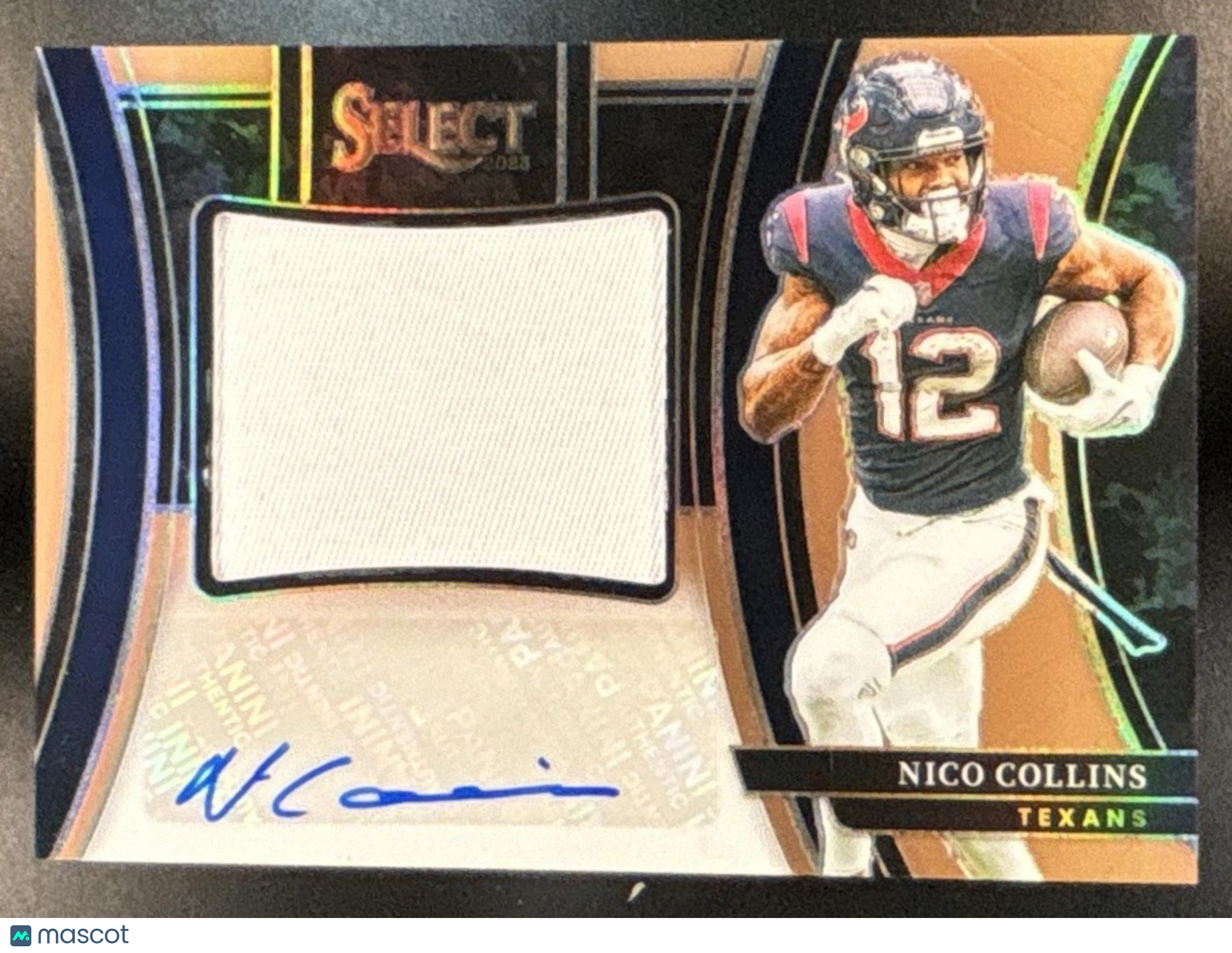 2023 Panini Select Nico Collins Jumbo Patch Auto /49 MEM Auto Houston Texans - Sports Cards