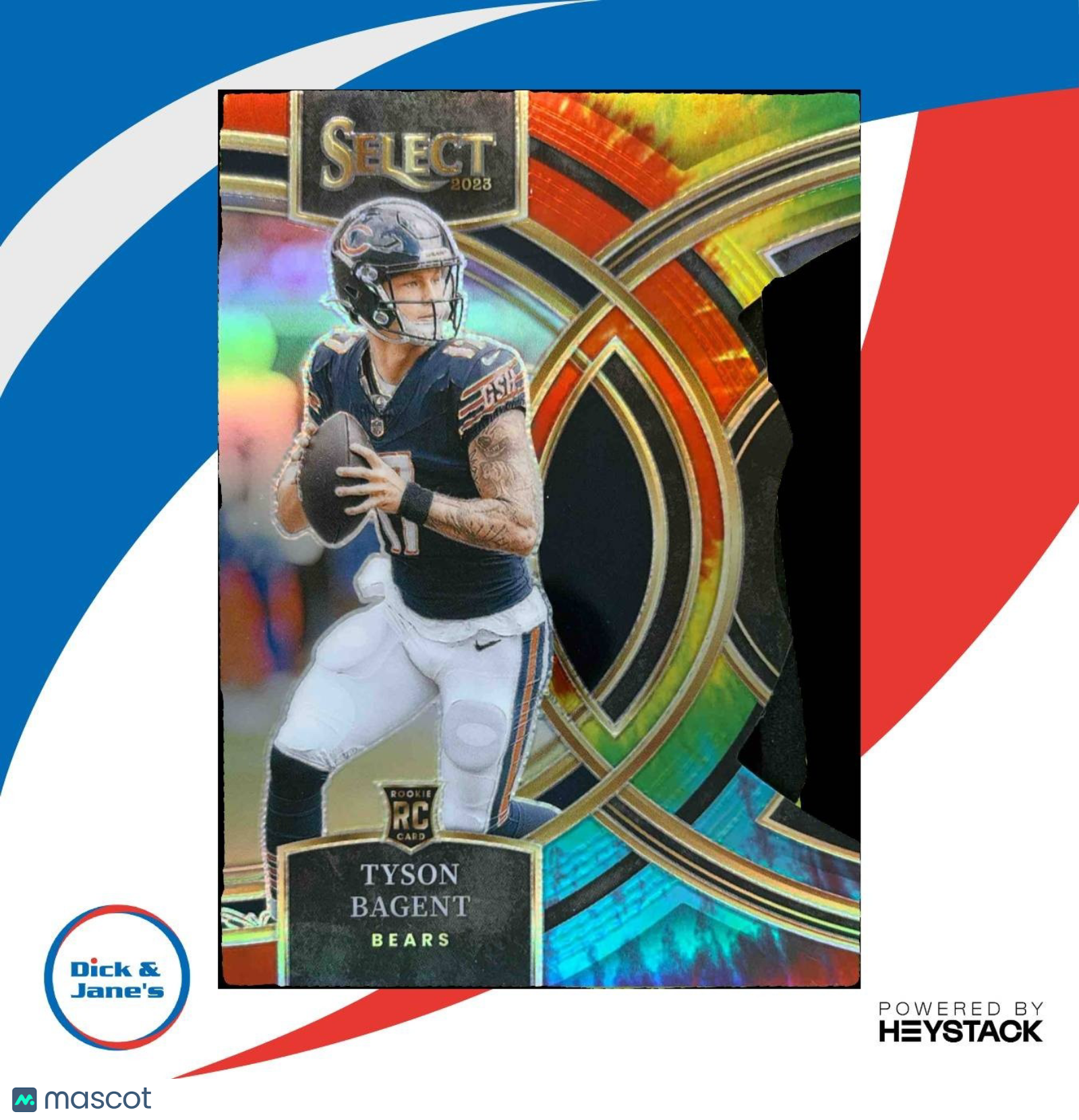 2023 Panini Select Tyson Bagent Tie Dye Prizms Die Cut /25 #123 RC Bears - Sports Cards