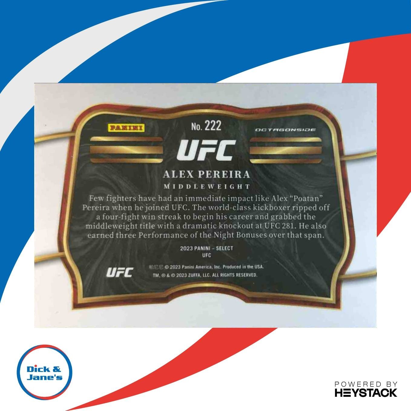 2023 Panini Select UFC Alex Pereira Red and Blue #222 - Sports Cards