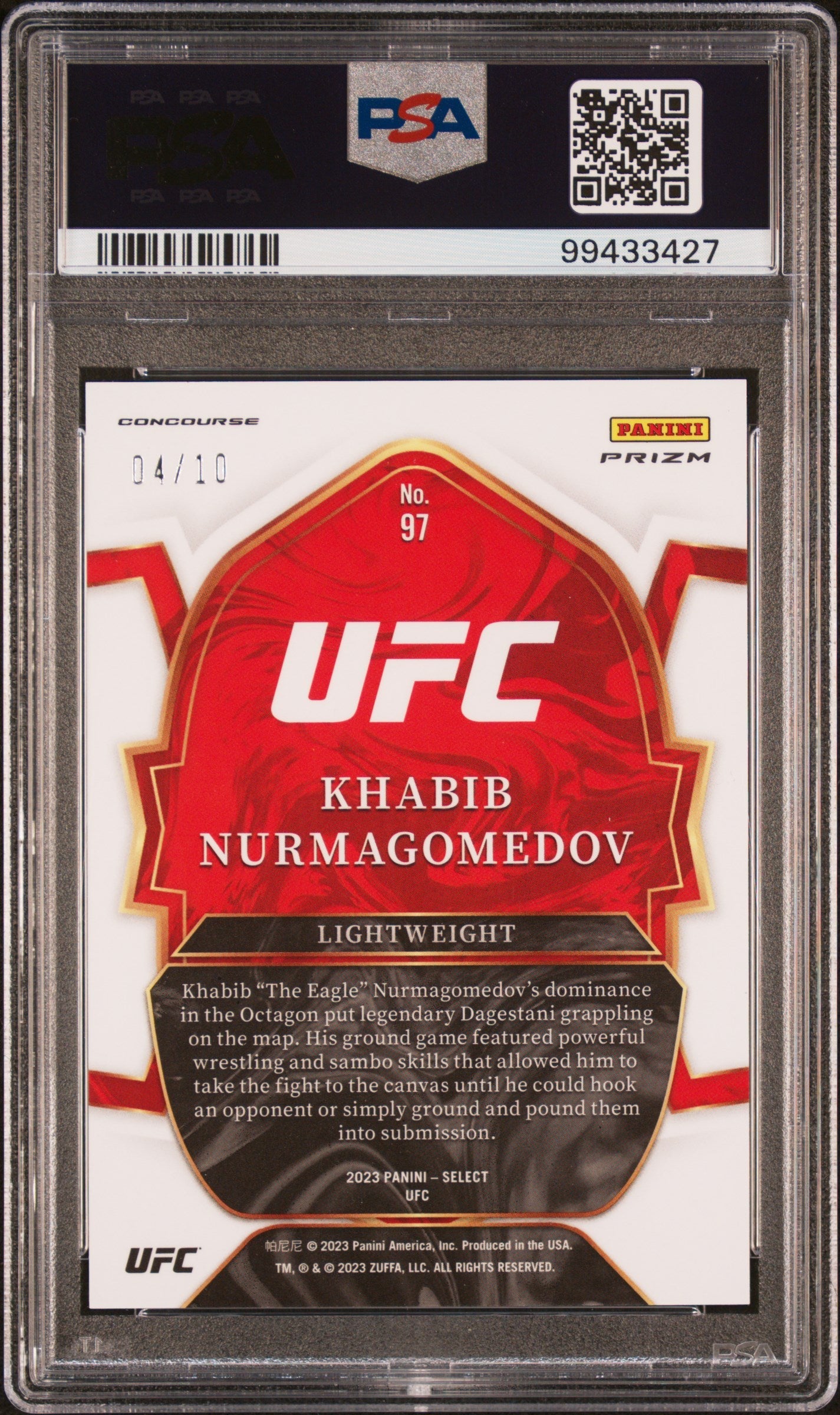 2023 Panini Select UFC Khabib Nurmagomedov Gold Flash 04/10 #97 PSA 10 - Graded Sports Cards