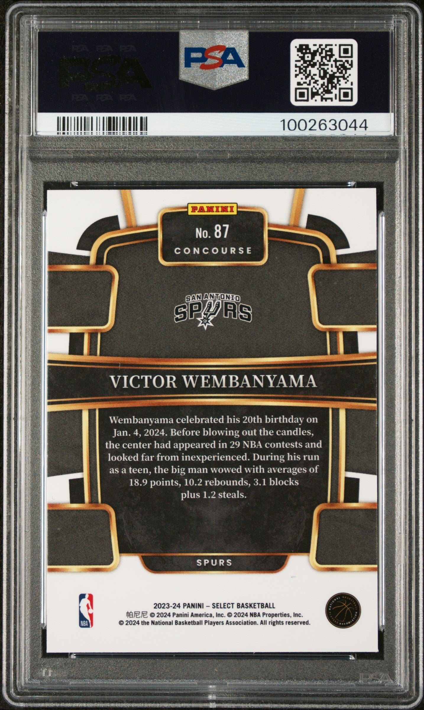 2023 Panini Select Victor Wembanyama Blue Rookie #87 PSA 10 - Graded Sports Cards