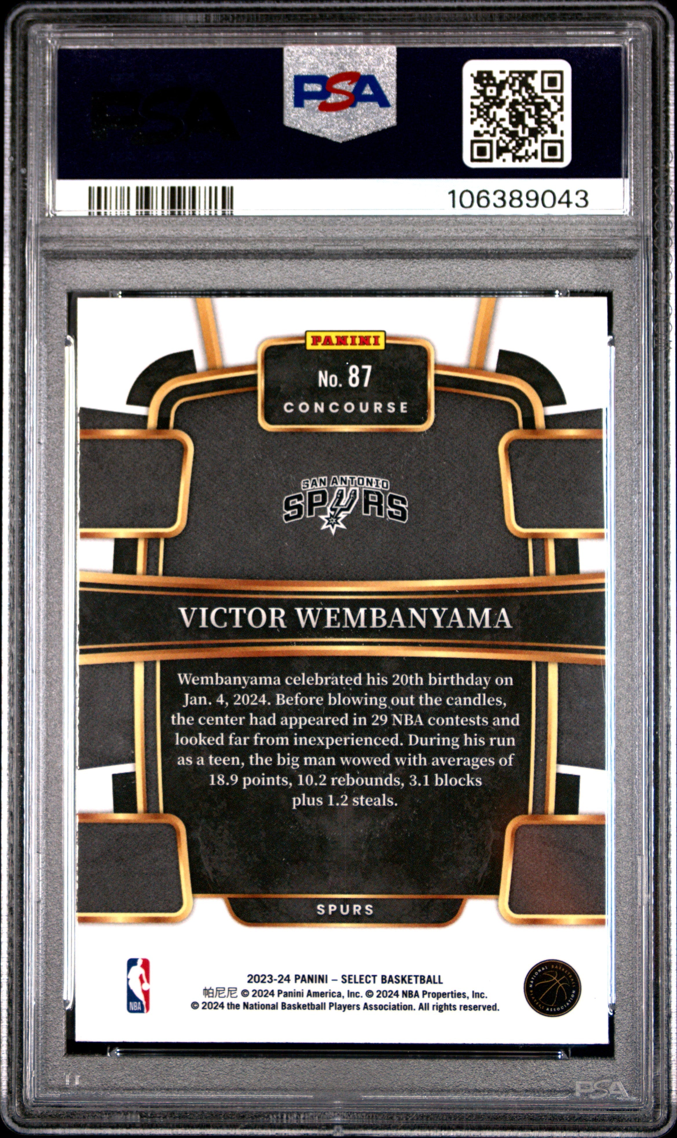 2023 Panini Select Victor Wembanyama Blue Rookie #87 PSA 8 San Antonio Spurs - Graded Sports Cards