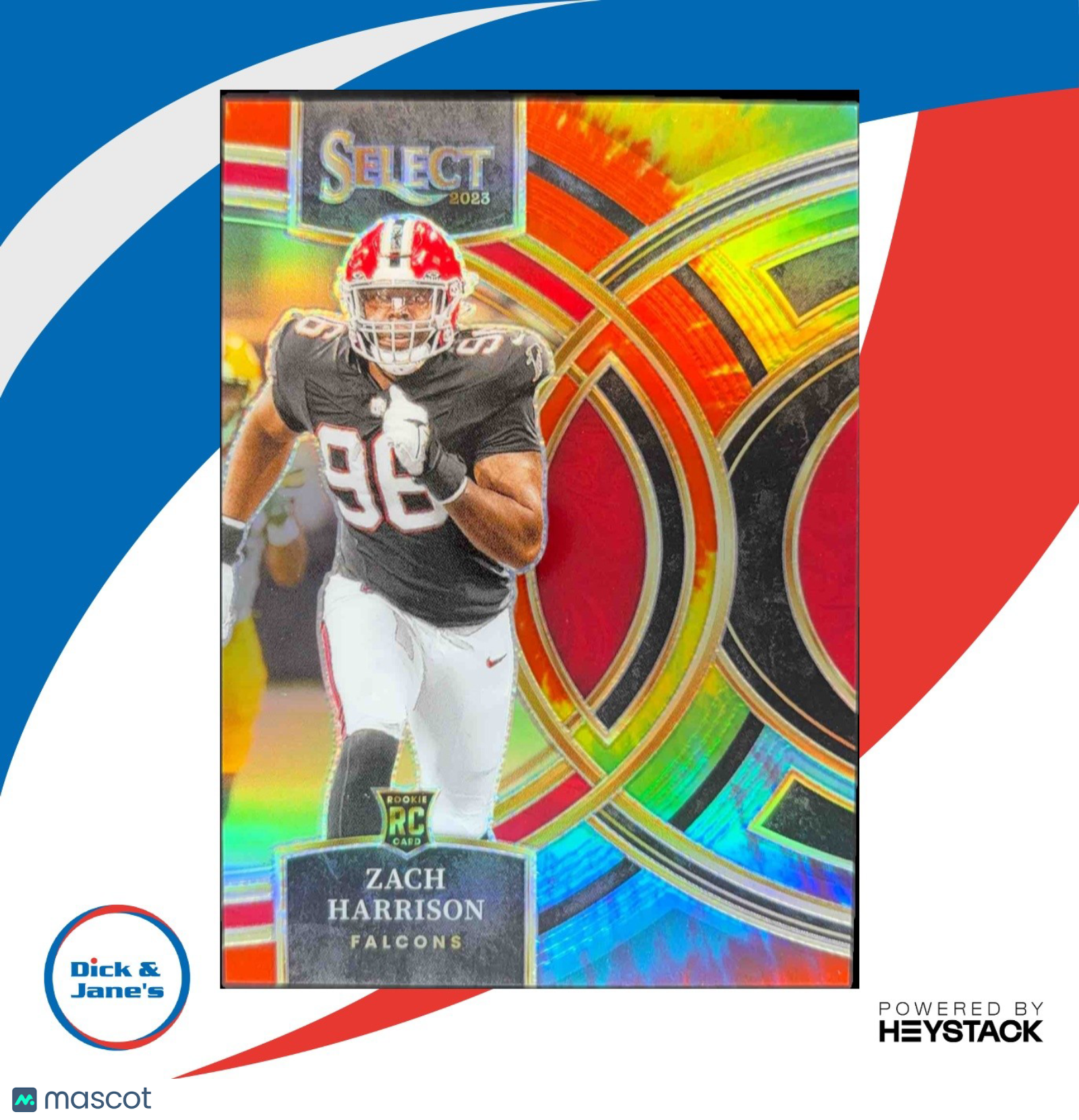 2023 Panini Select Zach Harrison Tie Dye Prizms 4/25 RC Premier Atlanta Falcons - Sports Cards
