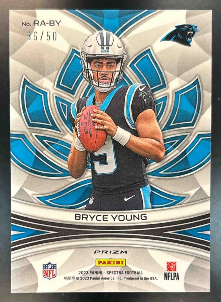 2023 Panini Spectra Bryce Young Rookie Aura Interstellar /50 RC Carolina Panther - Sports Cards