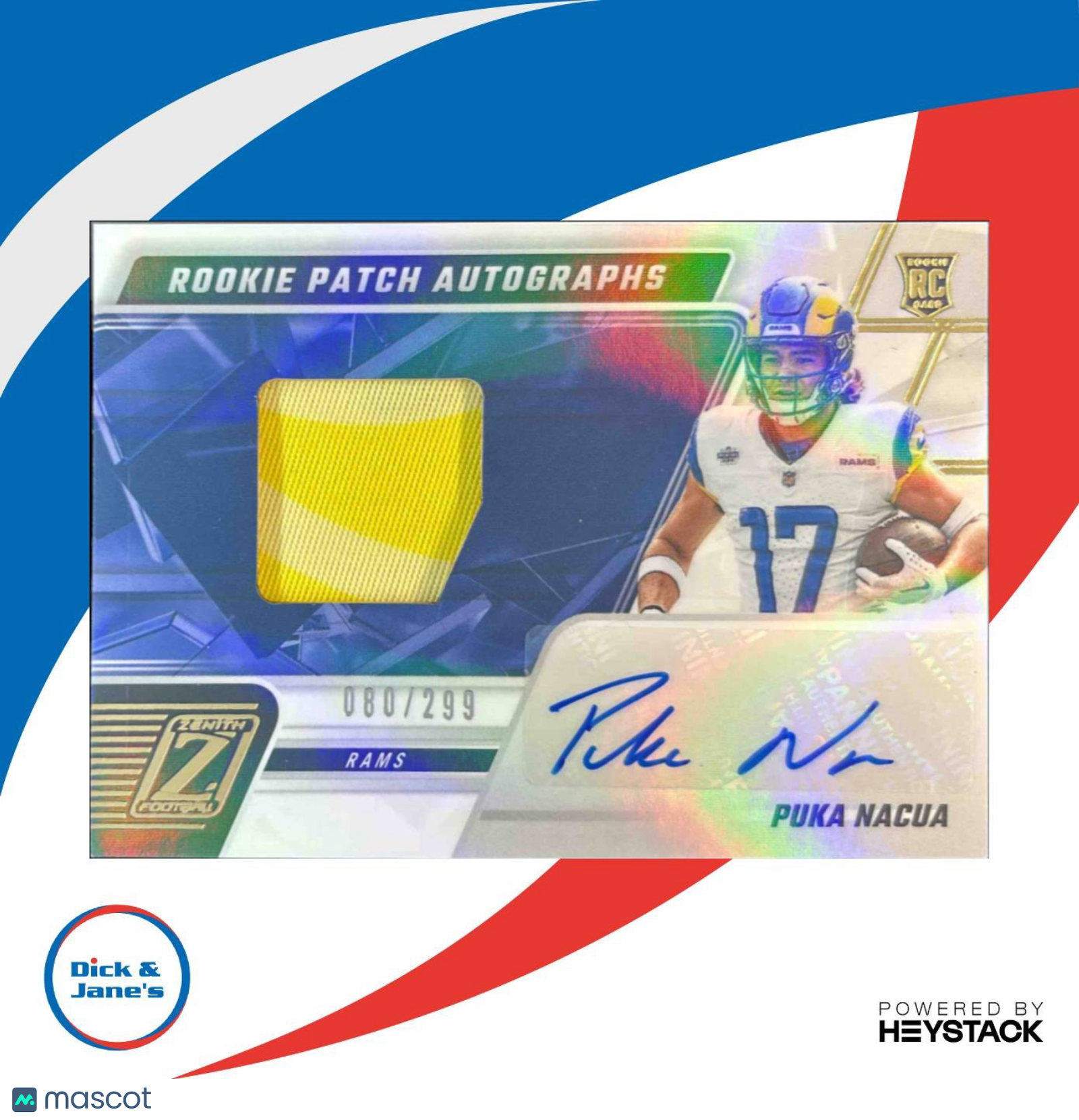 2023 Panini Zenith Puka Nacua 80/299 #227 RC Auto Los Angeles Rams - Sports Cards