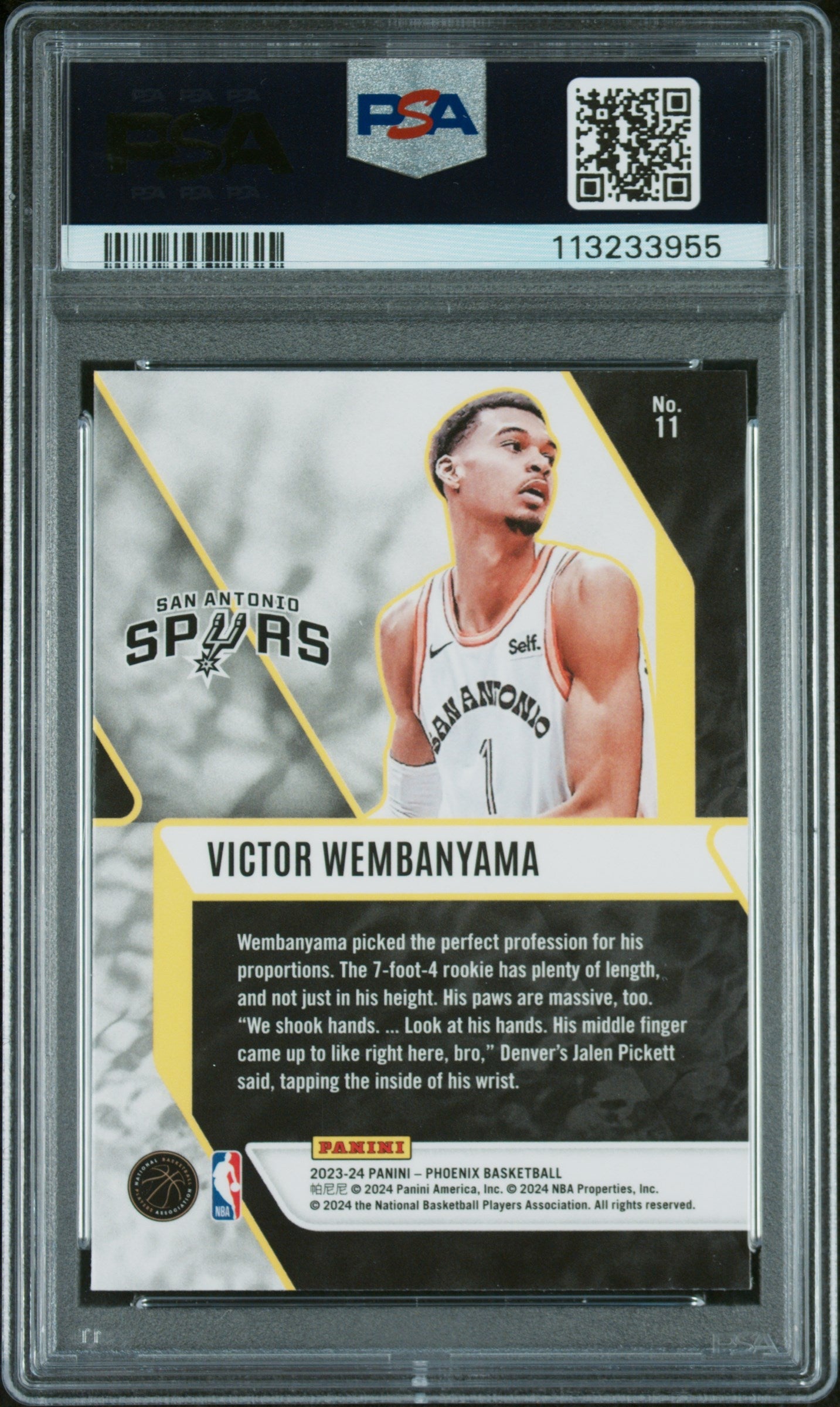 2023 Phoenix Fade To Black Victor Wembanyama Blue Ice Rookie #11 PSA 10 Spurs - Graded Sports Cards
