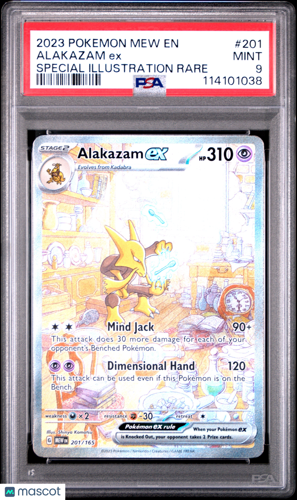 2023 Pokemon Mew EN-151 Alakazam EX #201 Special Illustration Rare PSA 9 MINT - Graded TCG/CCG