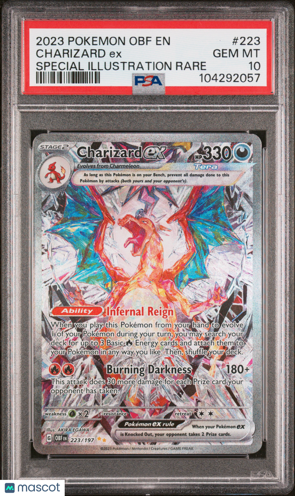 2023 Pokemon Obsidian Flames Charizard EX #223 Special Illustration Rare PSA 10 - Graded TCG/CCG