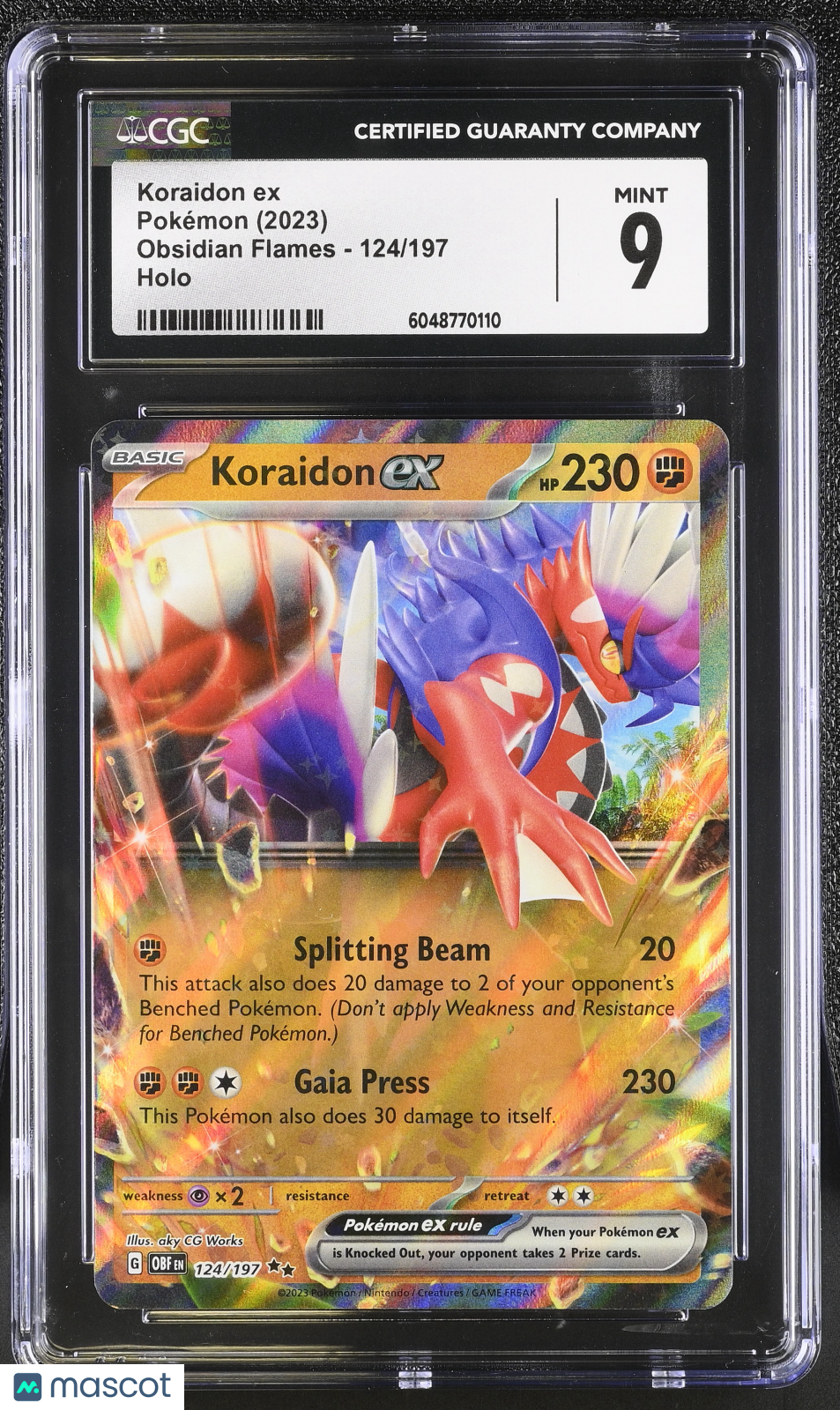 2023 Pokemon Obsidian Flames Koraidon ex #124/197 CGC 9 MINT - Graded TCG/CCG