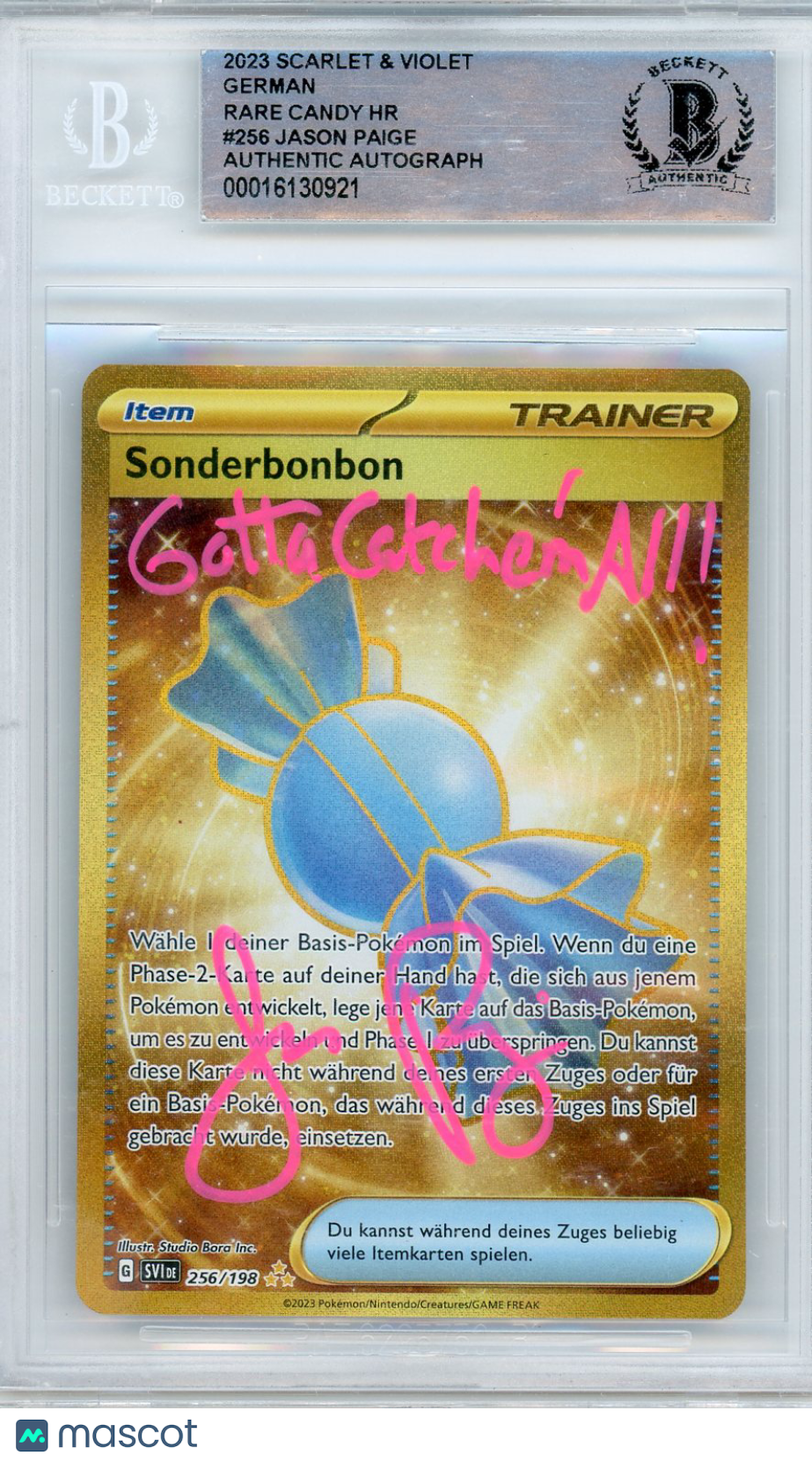 2023 Pokemon Scarlet and Violet German Rare Candy HR #256 BGS JASON PAIGE AUTO - Sports Cards