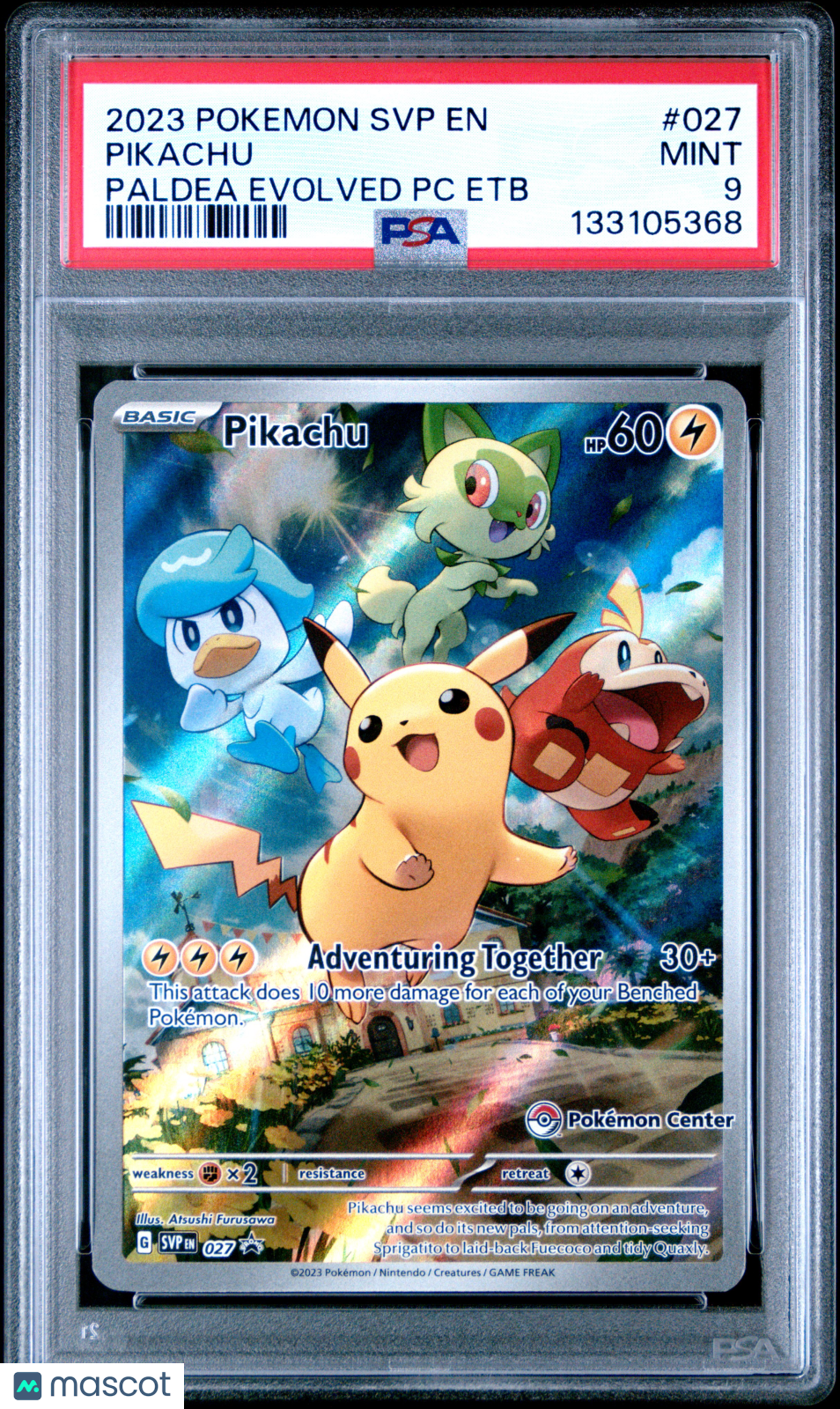 2023 Pokemon SV Promo Pikachu #027 Paldea Evolved PC Stamped ETB PSA 9 - Graded TCG/CCG