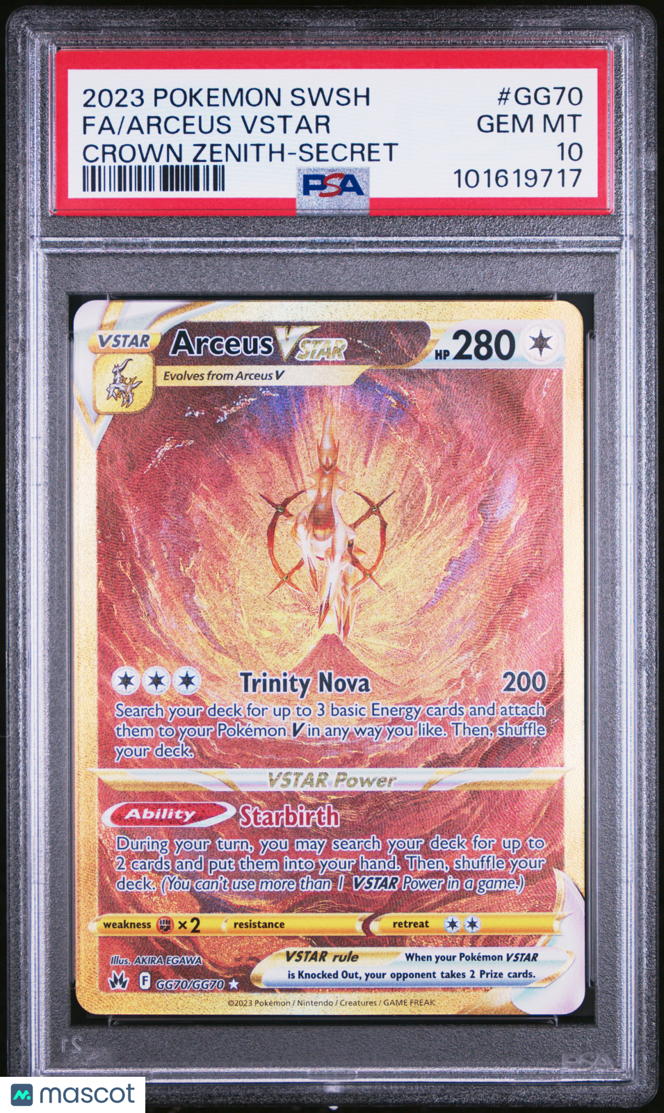 2023 Pokemon Sword And Shield Crown Zenith Arceus VSTAR #GG70 Secret FA PSA 10 - Graded TCG/CCG