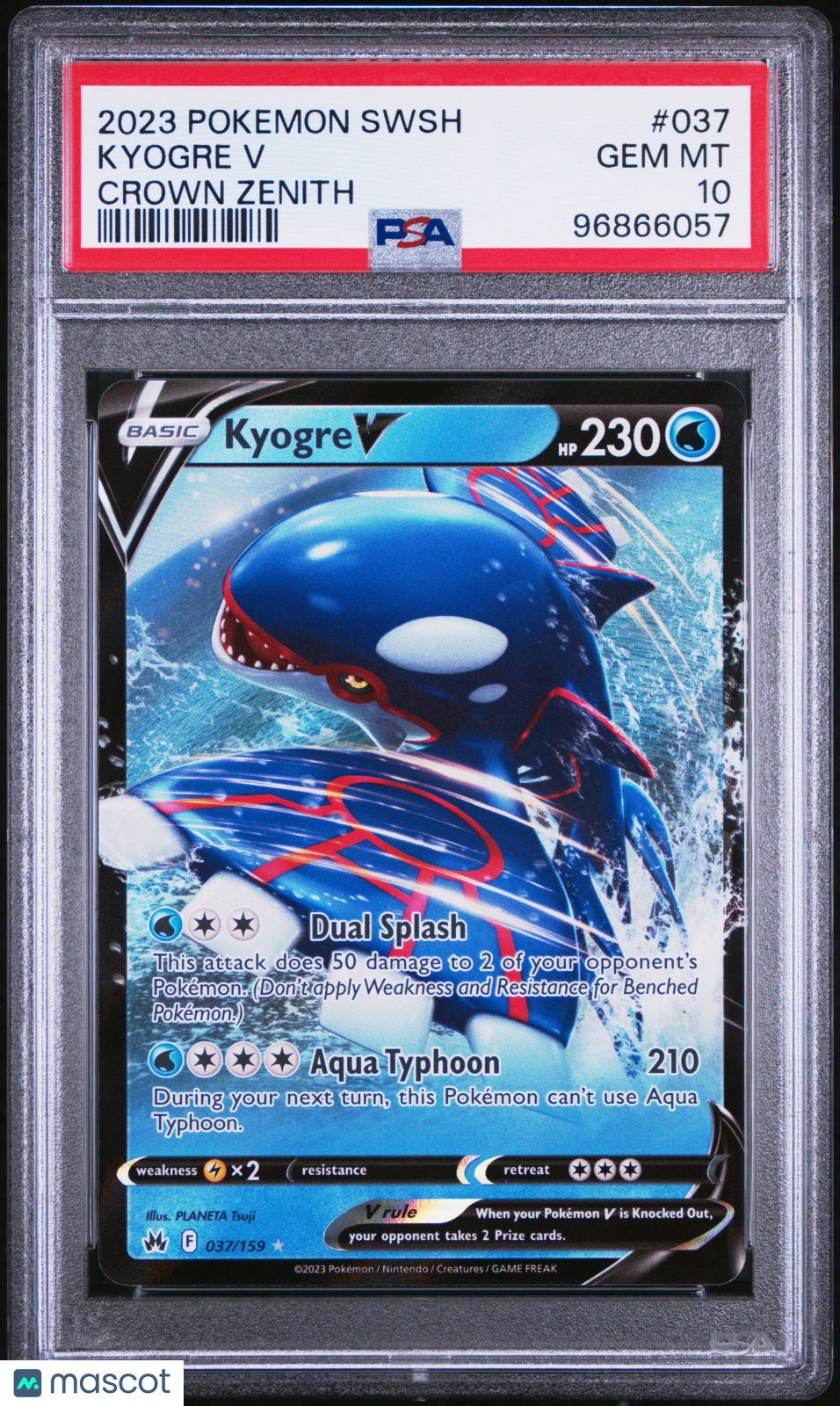 2023 Pokemon Sword And Shield Crown Zenith Kyogre V #037 PSA 10 GEM MINT - Graded TCG/CCG