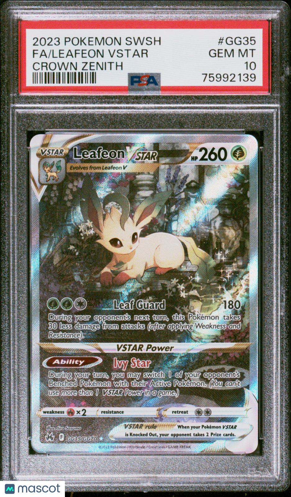 2023 Pokemon Sword And Shield Crown Zenith Leafeon VSTAR #GG35 FA PSA 10 GEM - Graded TCG/CCG