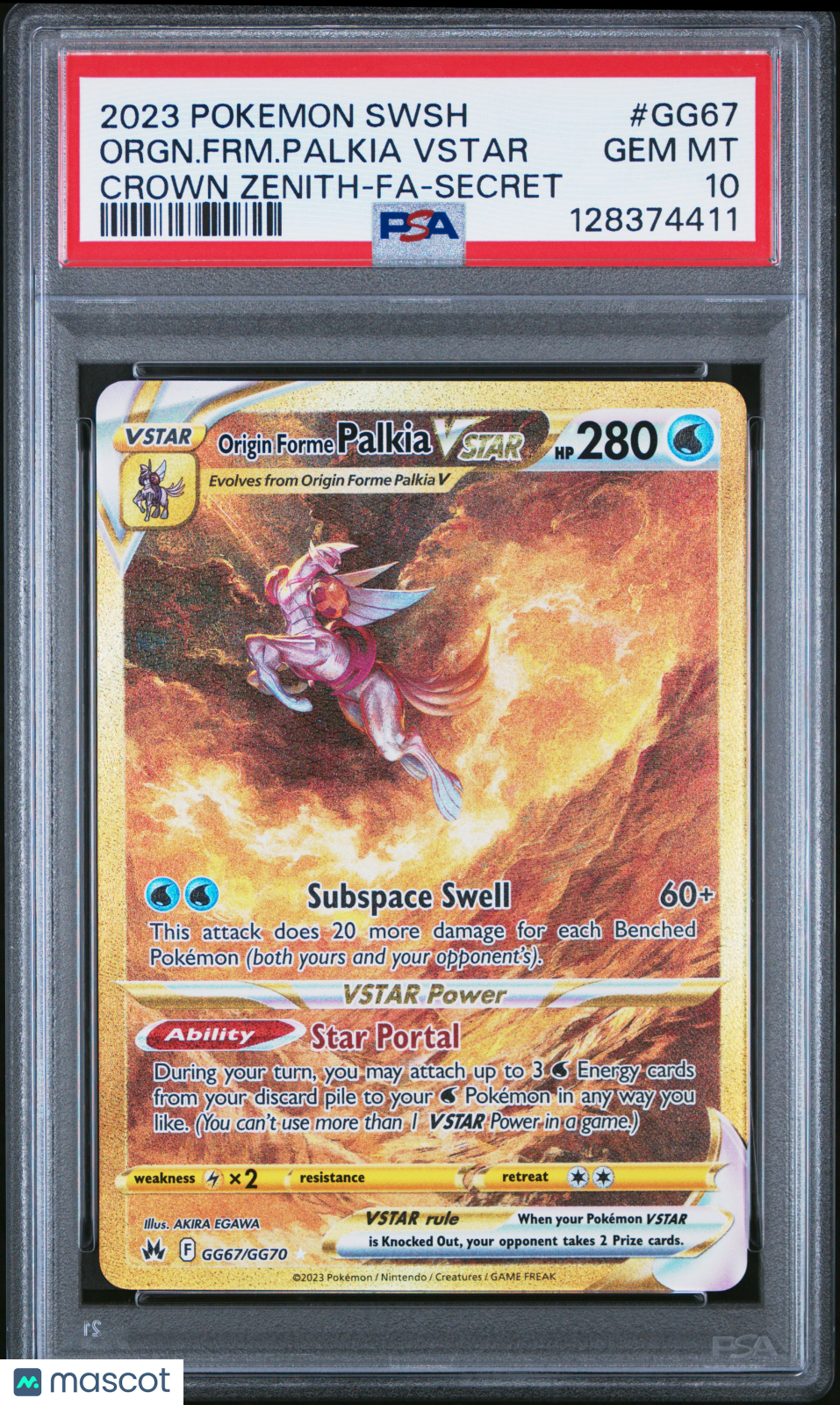2023 Pokemon Sword And Shield Crown Zenith Orgn. FRM. Palkia VSTAR PSA 10 - Graded TCG/CCG
