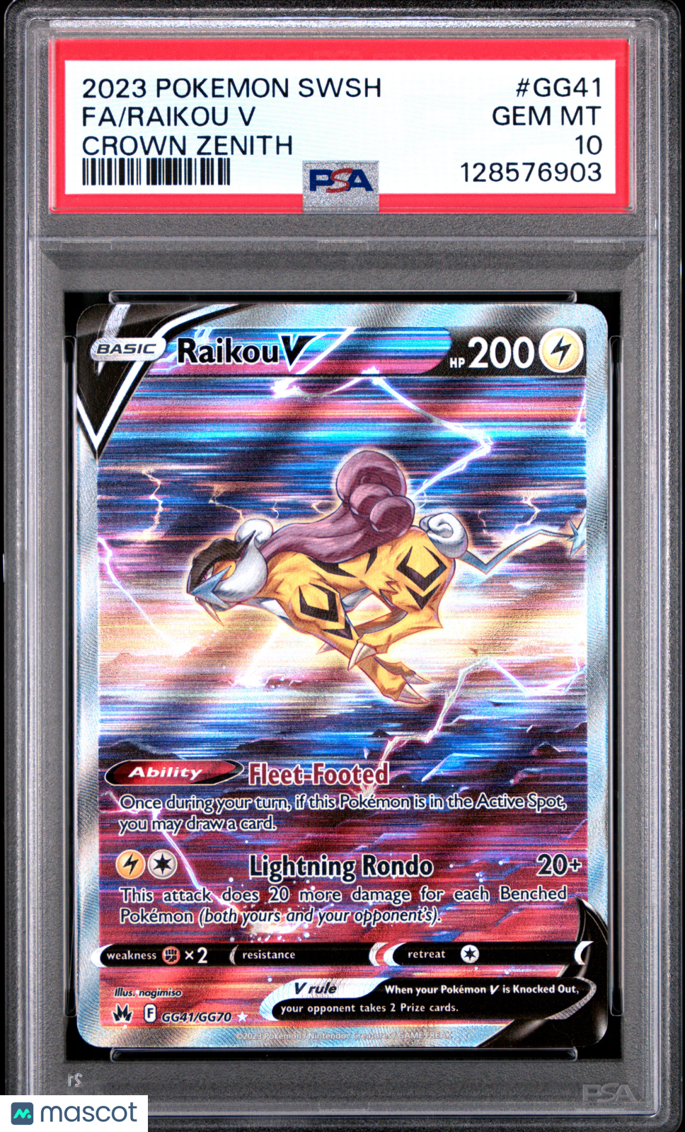 2023 Pokemon Sword And Shield Crown Zenith Raikou V #GG41 FA PSA 10 GEM MINT - Graded TCG/CCG