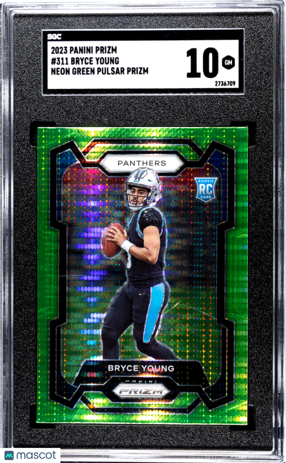2023 Prizm Bryce Young Neon Green Pulsar Rookie #311 SGC 10 GEM MINT Panthers - Graded Sports Cards