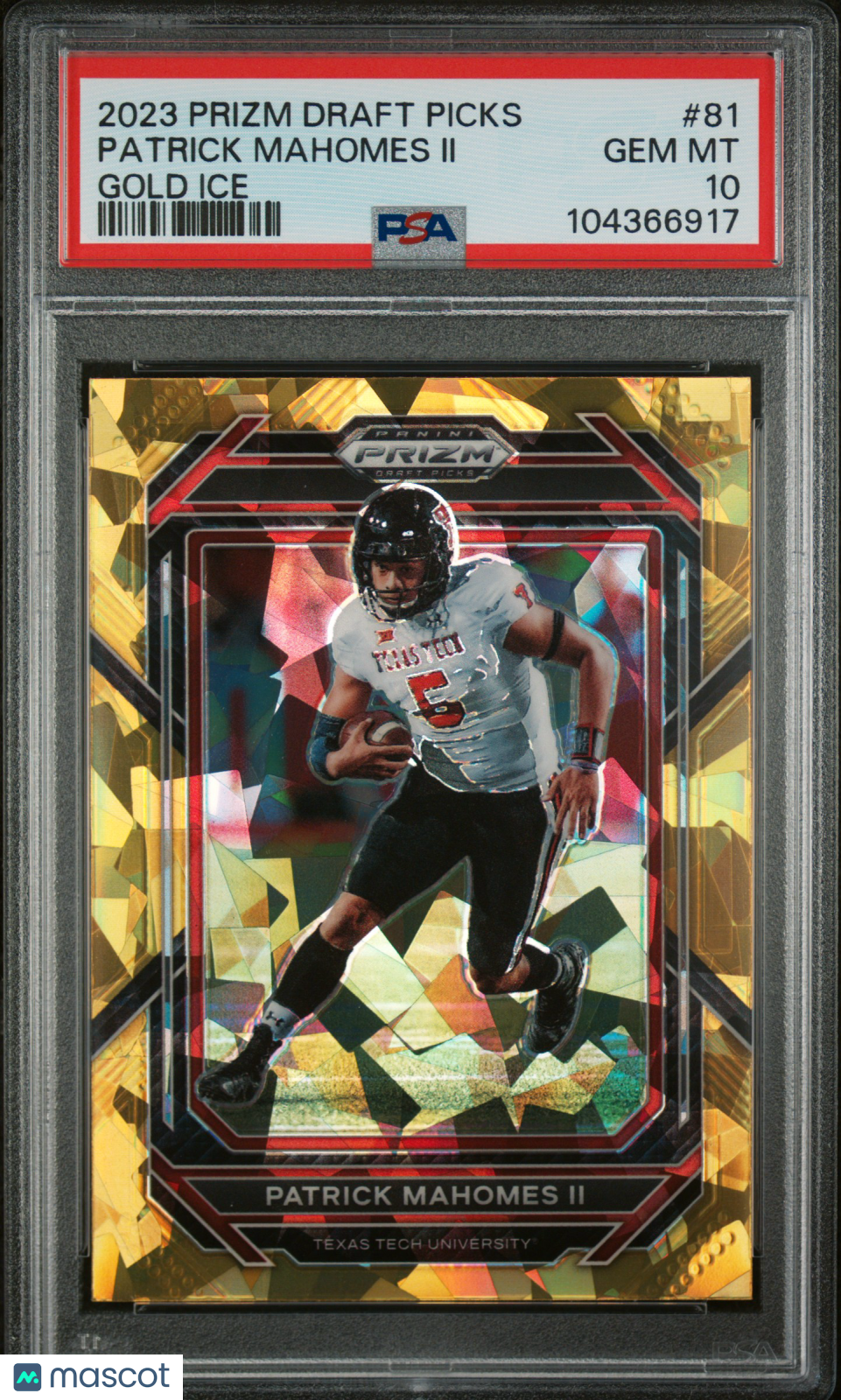 2023 Prizm Draft Picks Patrick Mahomes II Gold Ice #81 PSA 10 Kansas City Chiefs Graded Sports Cards