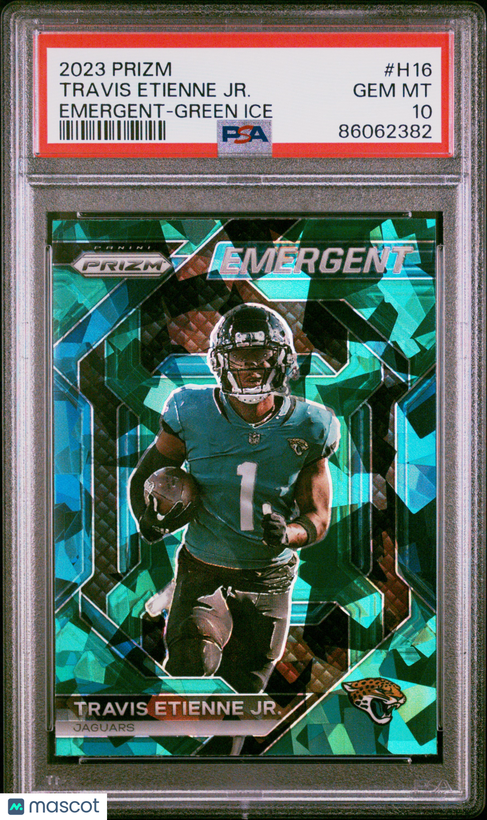 2023 Prizm Emergent Travis Etienne Jr Green Ice Rookie PSA 10 GEM MINT Jaguars - Graded Sports Cards