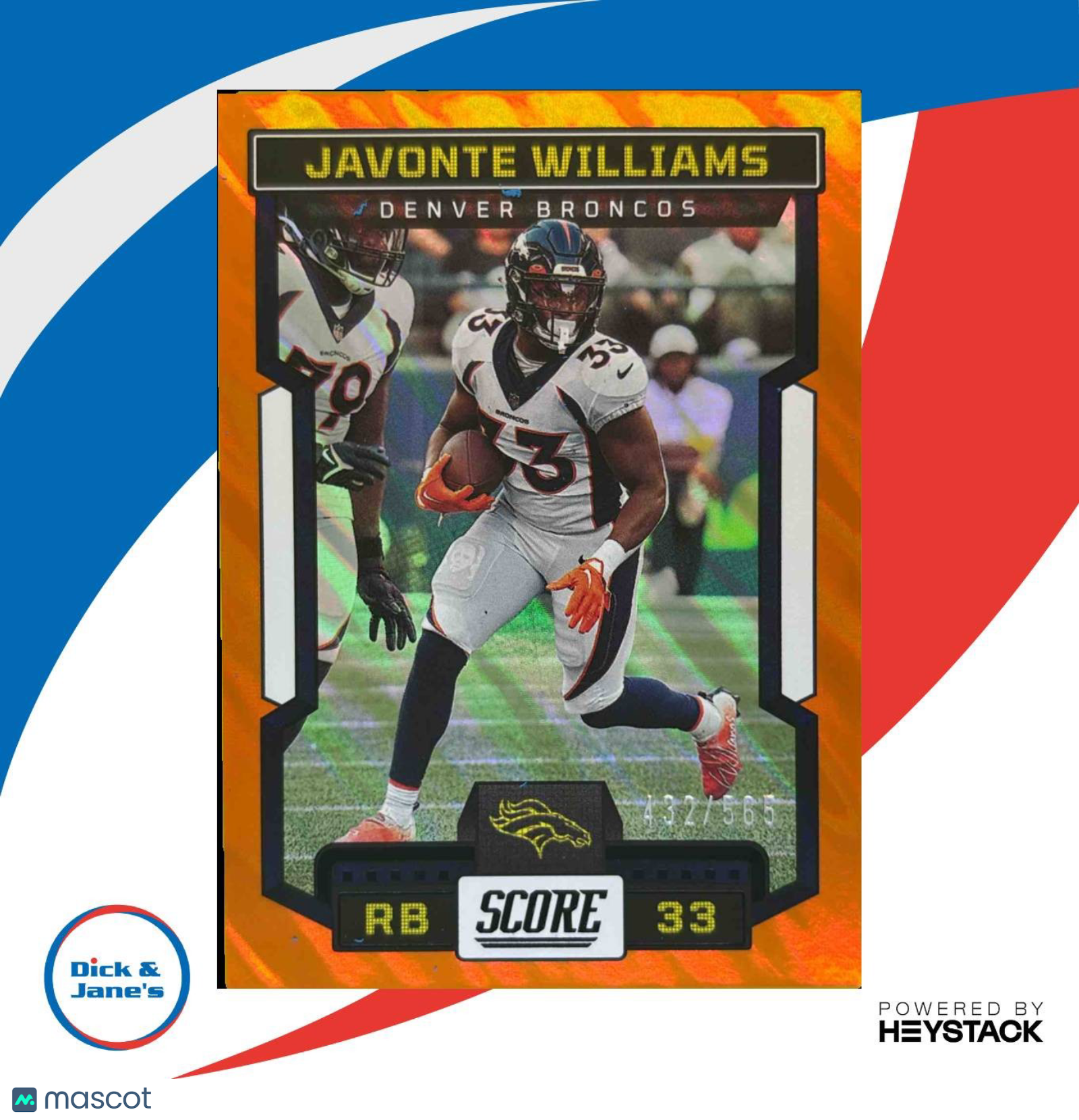 2023 Score Javonte Williams Lava 432/565 #73 Denver Broncos - Sports Cards