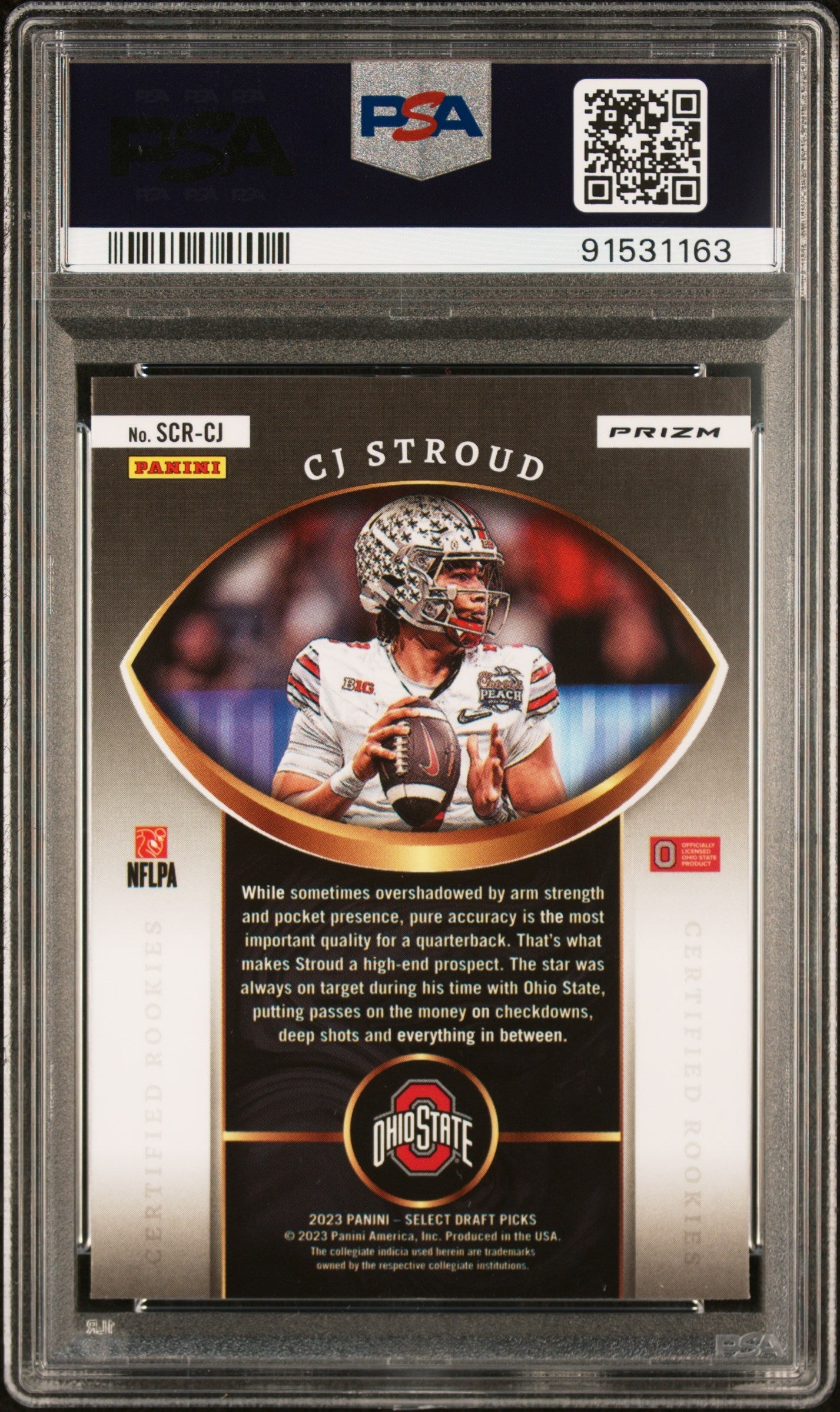2023 Select Draft Picks Certified Rookies CJ Stroud Silver Prizm PSA 10 POP 1 - Graded Sports Cards