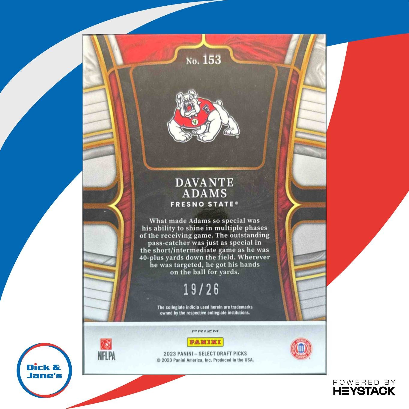 2023 Select Draft Picks Davante Adams Neon Orange Pulsar /26 #153 Bulldogs - Sports Cards