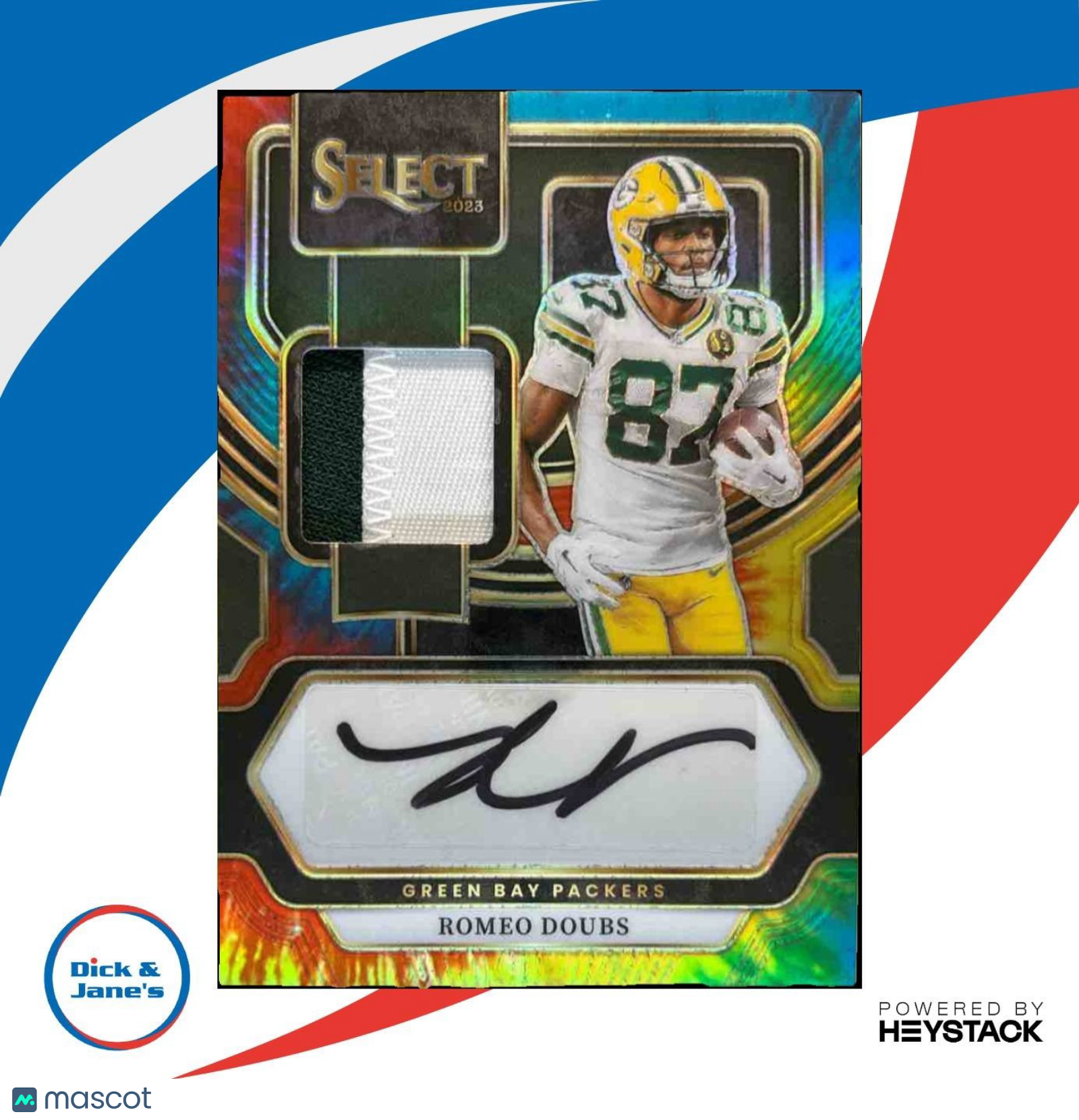 2023 Select Romeo Doubs Signature Memorabilia Tie Dye /25 Auto Packers - Sports Cards