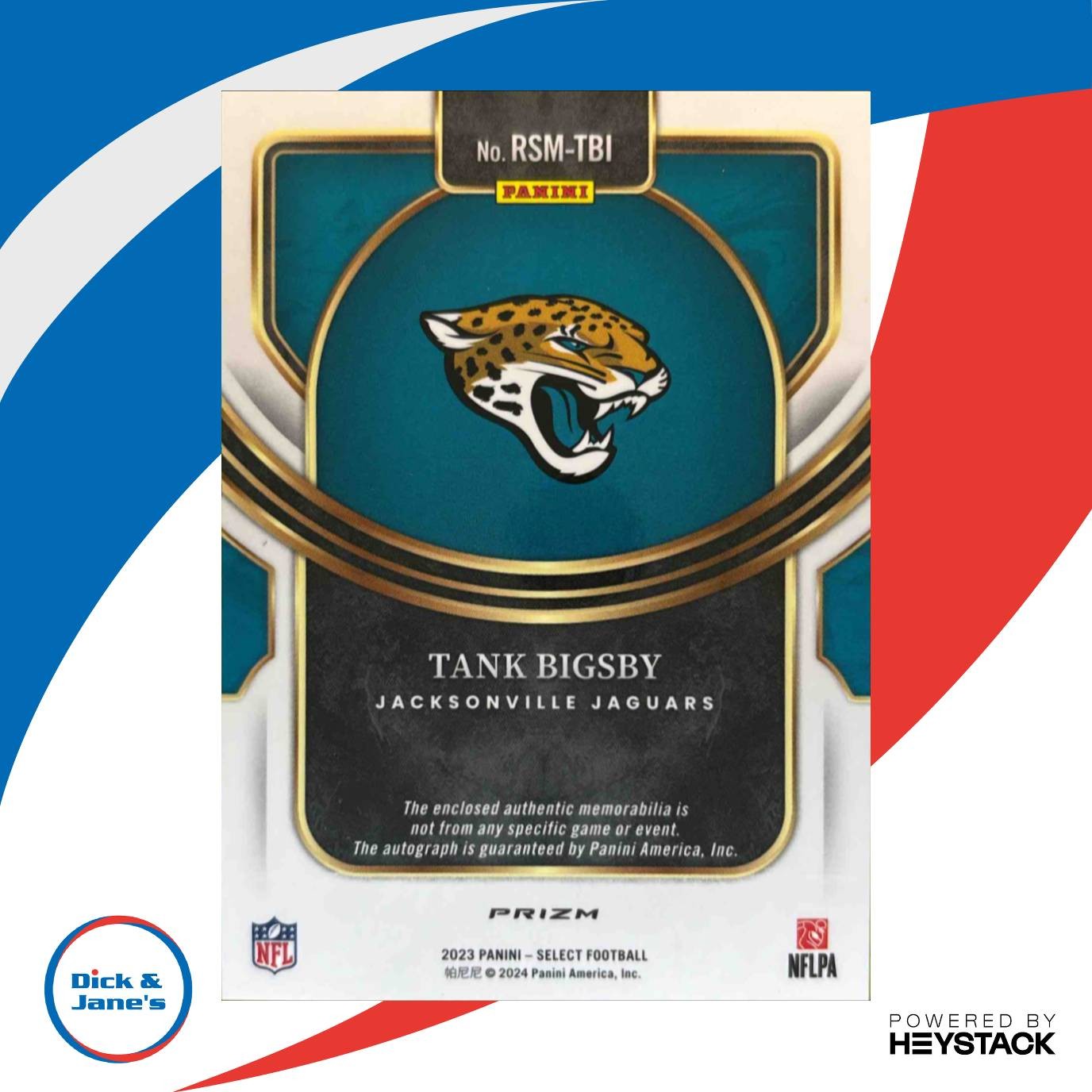 2023 Select Tank Bigsby Rookie Gold Wave Prizm MEM Auto RC NFL Patch Logo - Sports Cards