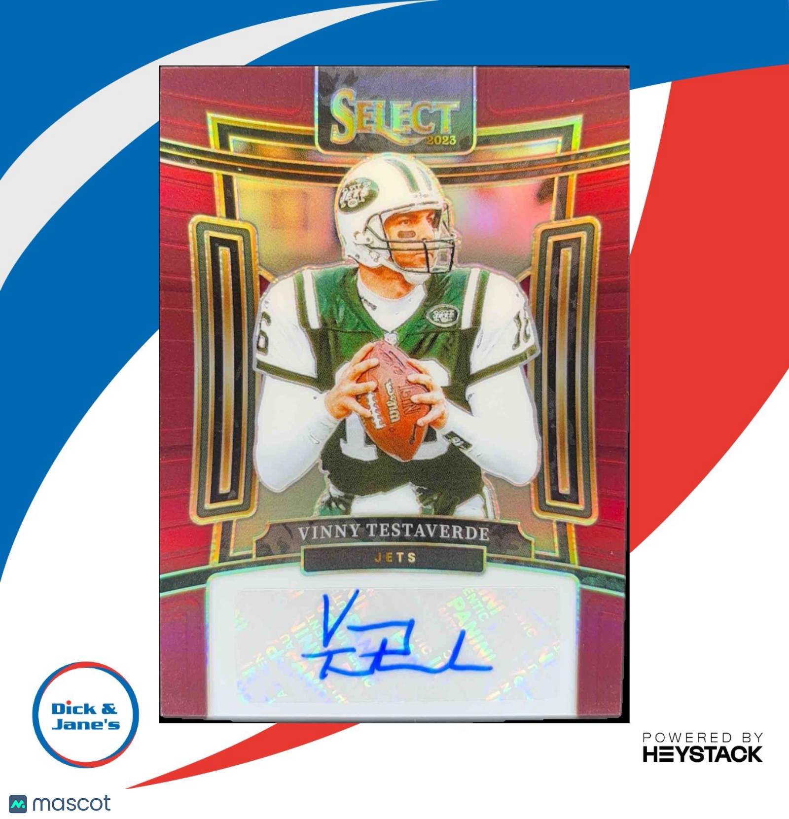 2023 Select Vinny Testaverde Signatures Maroon Prizm 64/75 SIG-VTE New York Jets - Sports Cards
