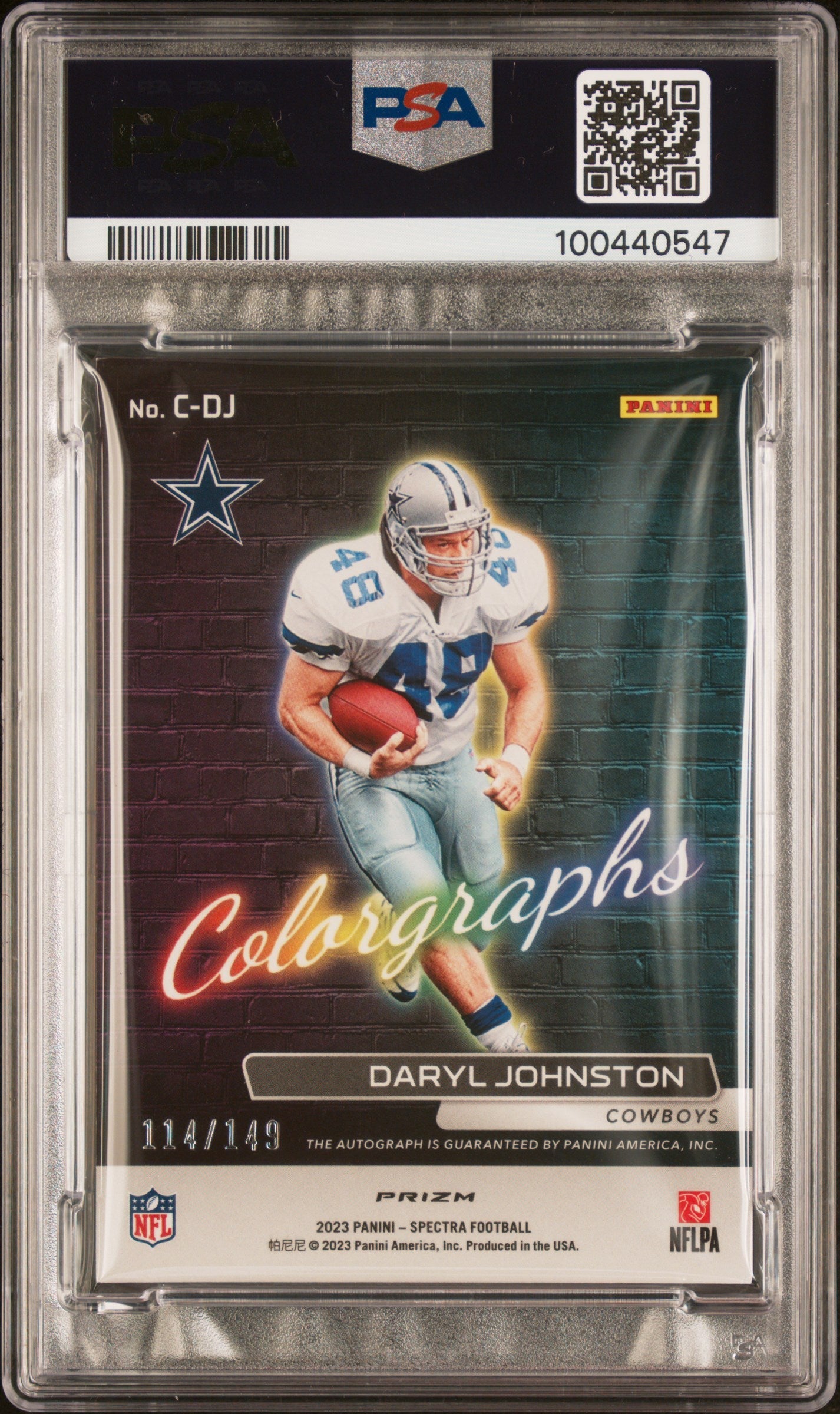 2023 Spectra Colorgraphs Daryl Johnston On Card Auto PSA Authentic 114/149 - Graded Sports Cards