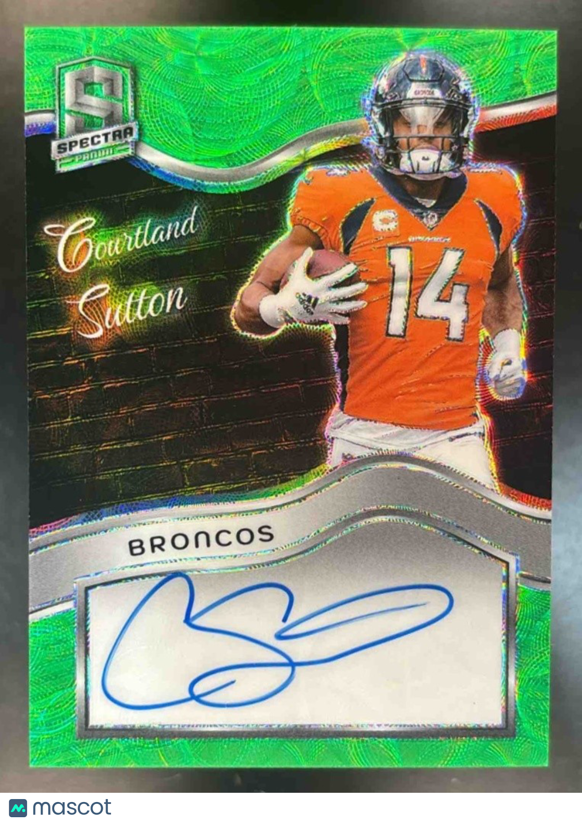 2023 Spectra Courtland Sutton 2022 Football Auto Neon Green /35 Denver Broncos - Sports Cards