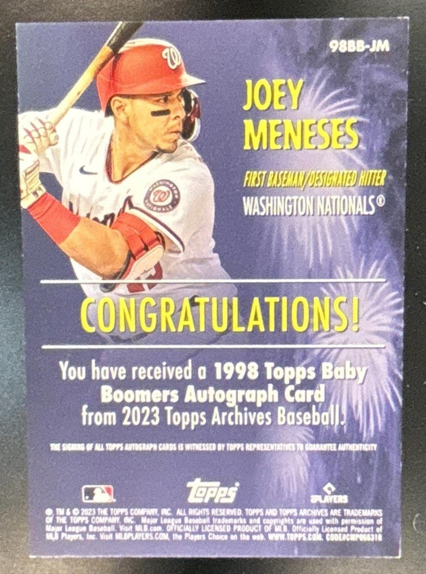 2023 Topps Archives Joey Meneses 1998 Baby Boomers Auto RC Washington Nationals - Sports Cards