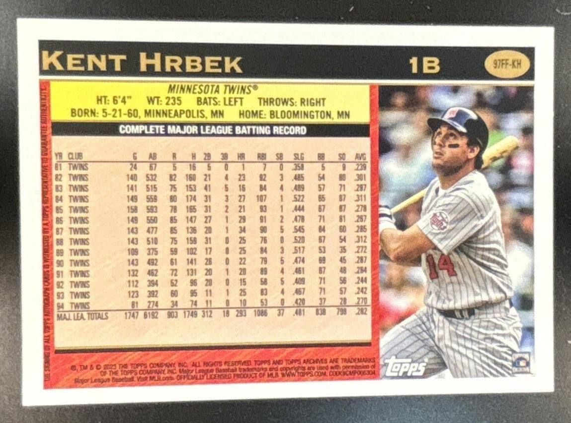 2023 Topps Archives Kent Hrbek Fan Favorites Auto #97FF-KH Minnesota Twins - Sports Cards