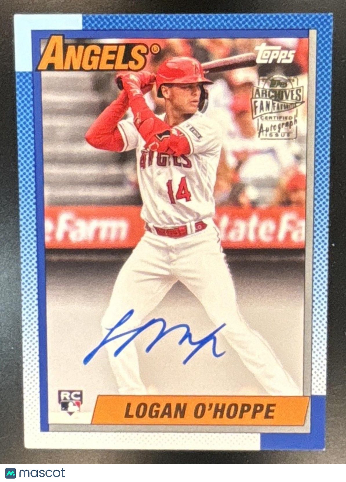 2023 Topps Archives Logan O’Hoppe Fan Favorites Auto #90FF-LO Los Angeles Angels - Sports Cards