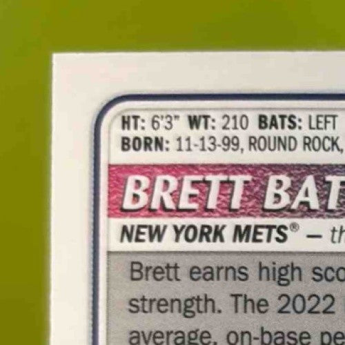 2023 Topps Big League Wrapper Redemption Brett Baty Green Foil 18/99 #WR-27 Mets - Sports Cards
