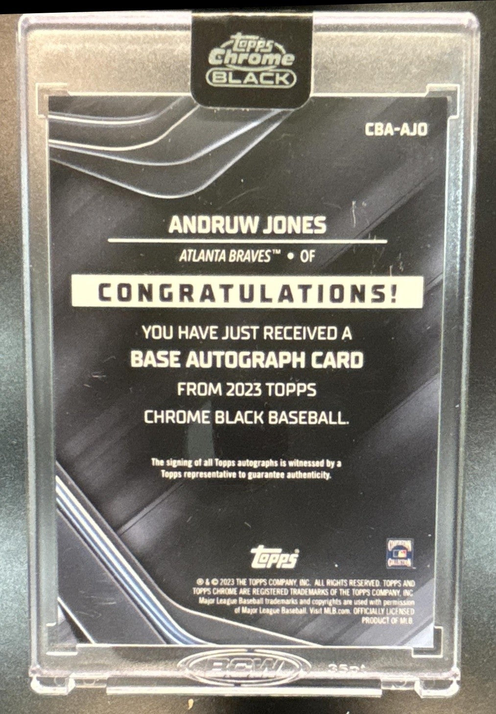 2023 Topps Chrome Black Andruw Jones Auto Red Refractor /5 Atlanta Braves - Sports Cards