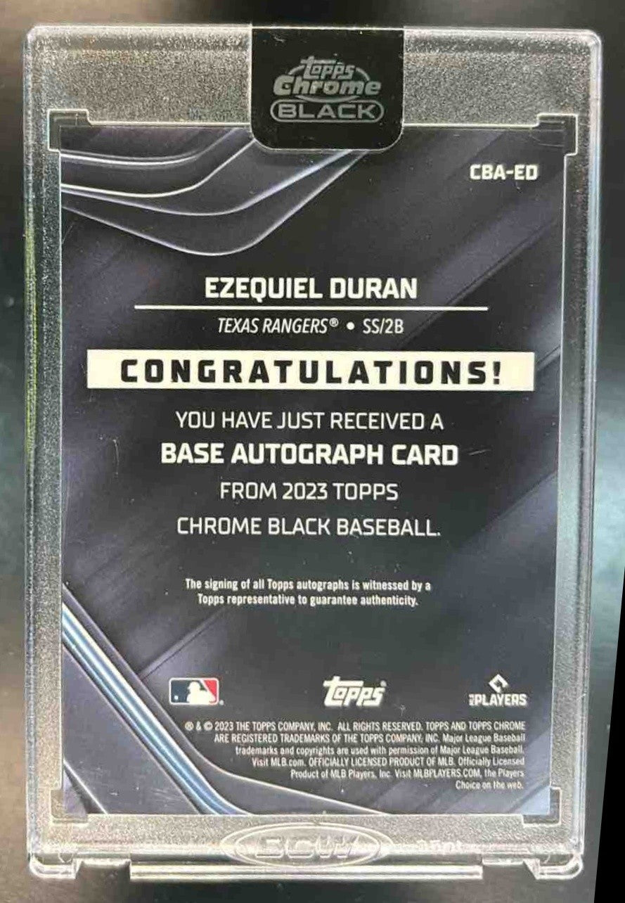 2023 Topps Chrome Black Ezequiel Duran Auto #CBA-ED RC Texas Rangers - Sports Cards