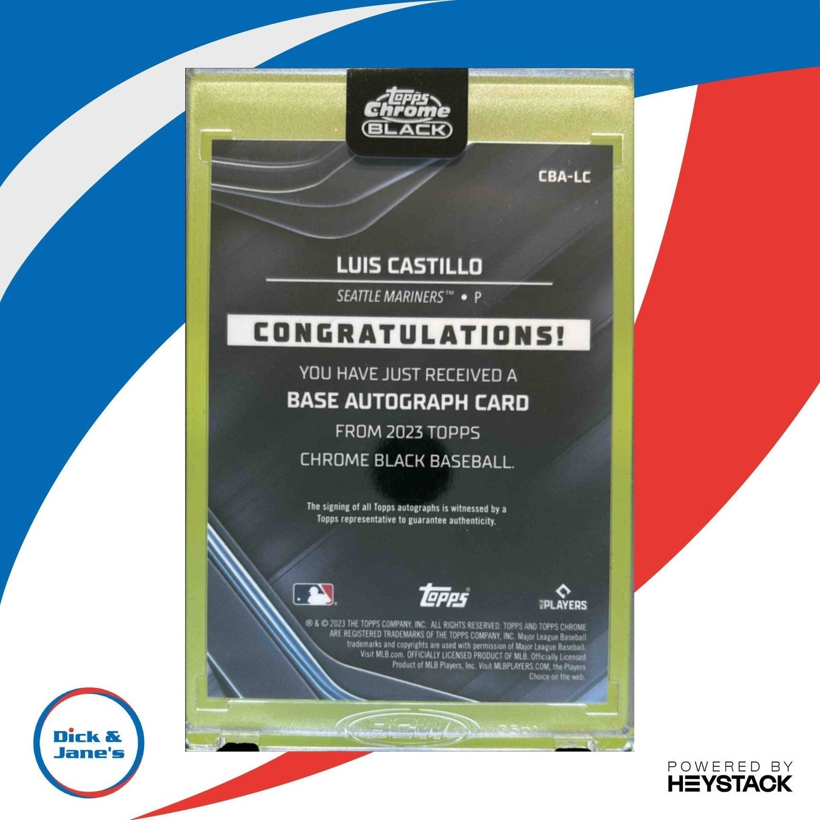 2023 Topps Chrome Black Luis Castillo Auto #CBA-LC RC Seattle Mariners - Sports Cards