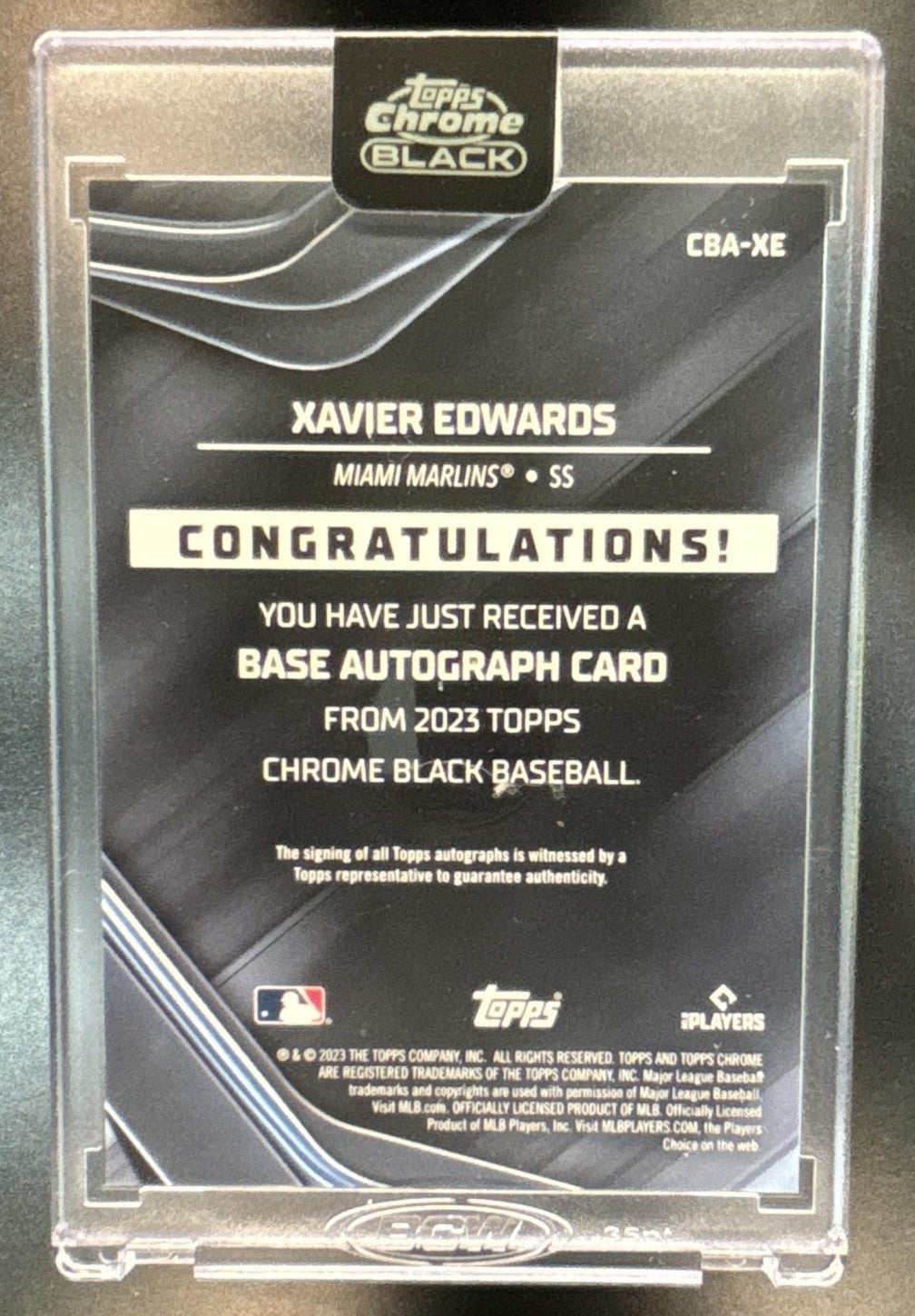 2023 Topps Chrome Black Xavier Edwards Auto #CBA-XE RC Miami Marlins - Sports Cards