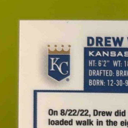 2023 Topps Chrome Drew Waters Rookie Auto Purple Speckle Refractor 52/299 Royals - Sports Cards
