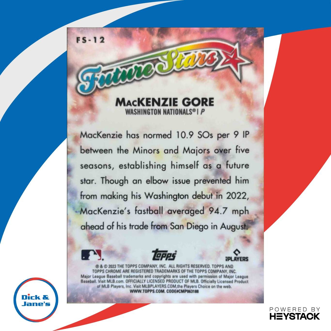 2023 Topps Chrome MacKenzie Gore Future Stars #FS-12 Washington Nationals - Sports Cards