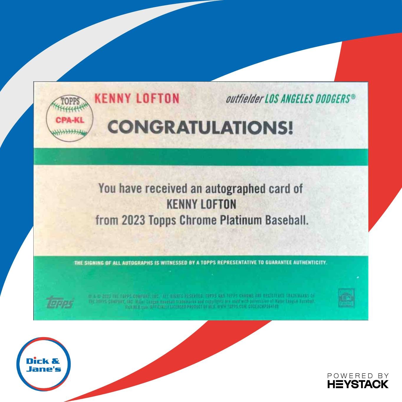 2023 Topps Chrome Platinum Anniversary Kenny Lofton Auto Blue Prism /99 Dodgers - Sports Cards
