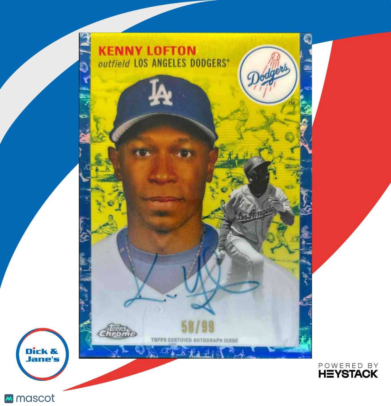 2023 Topps Chrome Platinum Anniversary Kenny Lofton Auto Blue Prism /99 Dodgers - Sports Cards