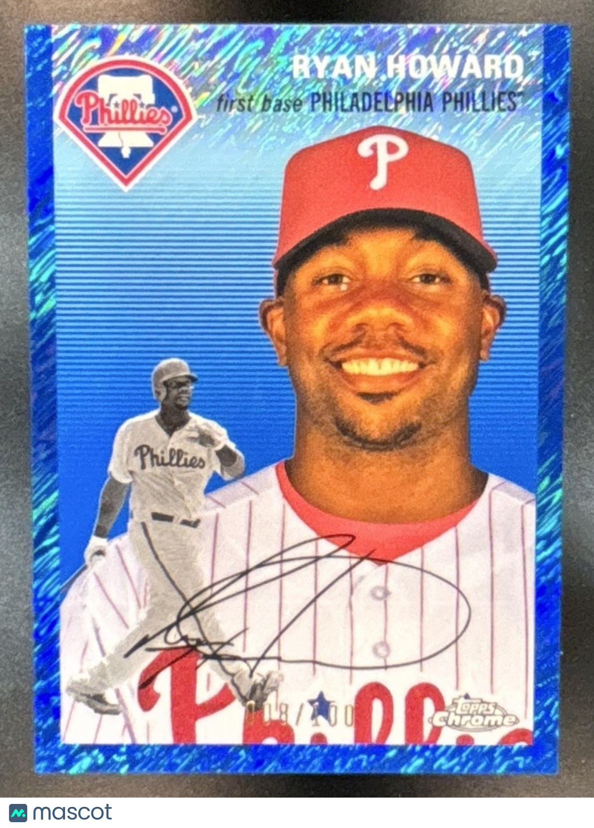 2023 Topps Chrome Platinum Anniversary Ryan Howard Blue Shimmer /100 #411 - Sports Cards