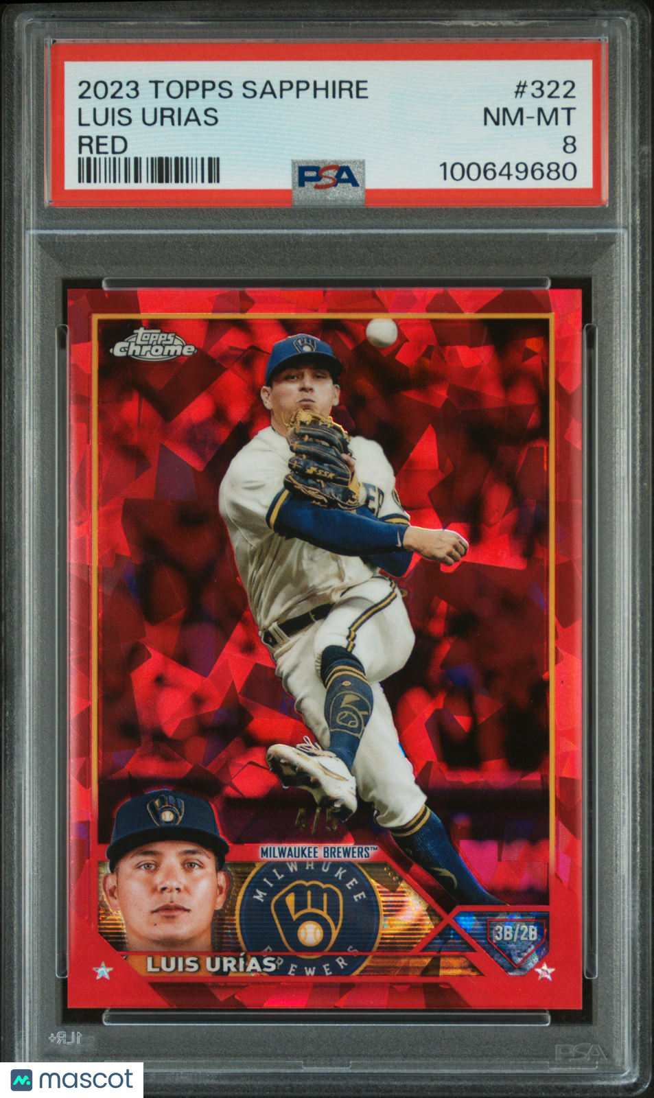 2023 Topps Chrome Sapphire Luis Urias Red #322 PSA 8 - Graded Sports Cards