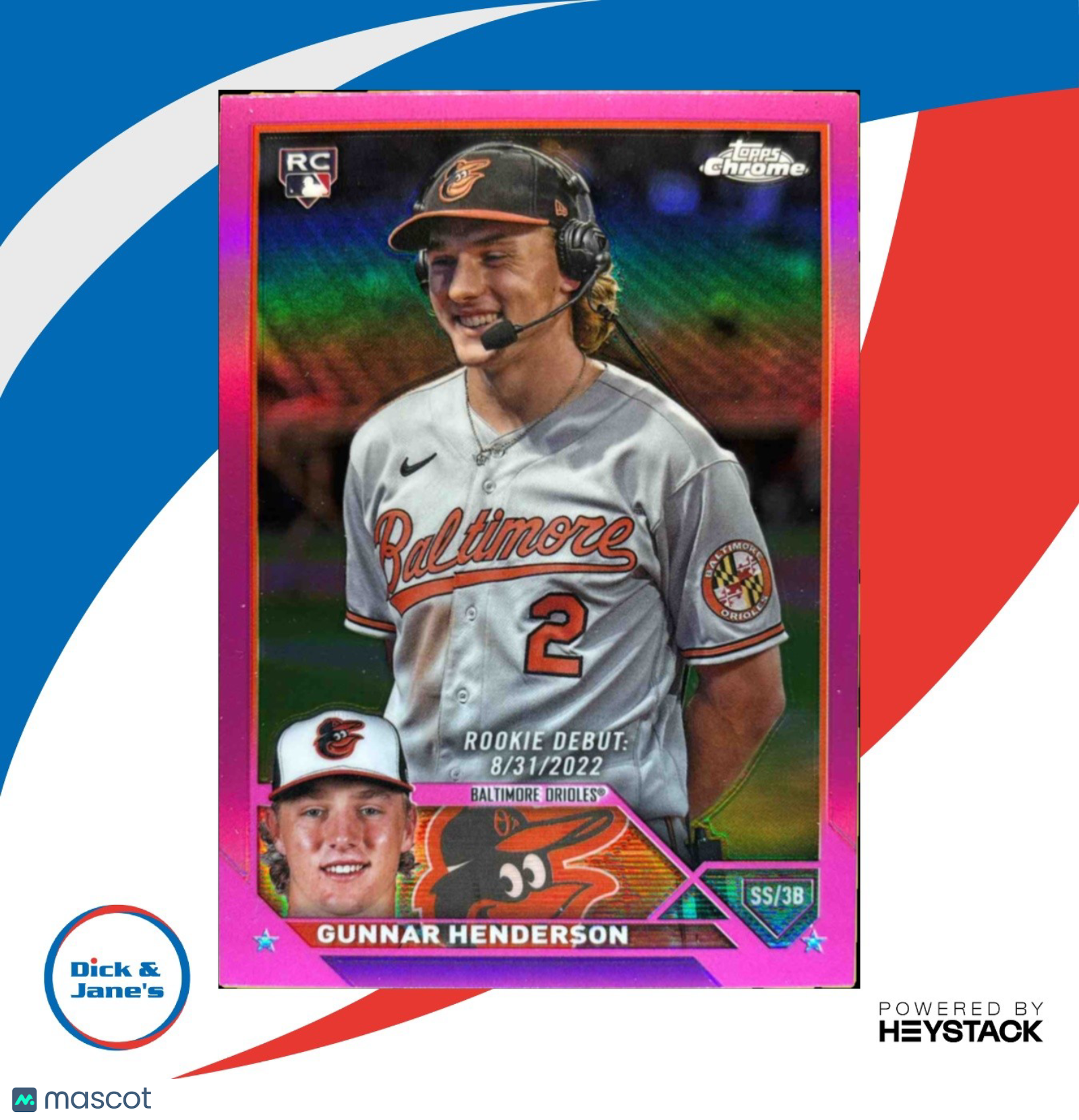 2023 Topps Chrome Update Gunnar Henderson Pink #USC208 RC Baltimore Orioles - Sports Cards