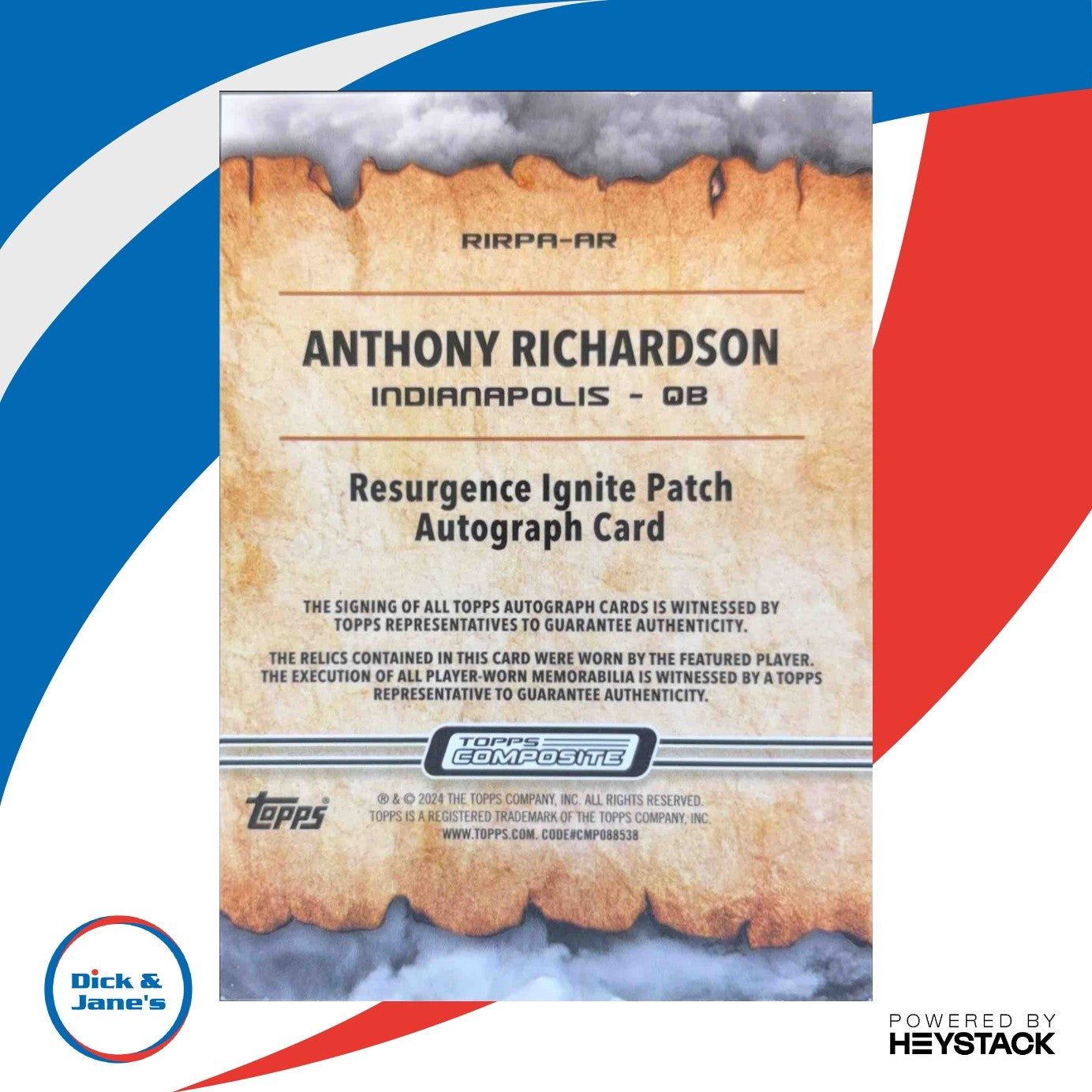 2023 Topps Composite Anthony Richardson Resurgence Ignite White Surge 58/125 - Sports Cards