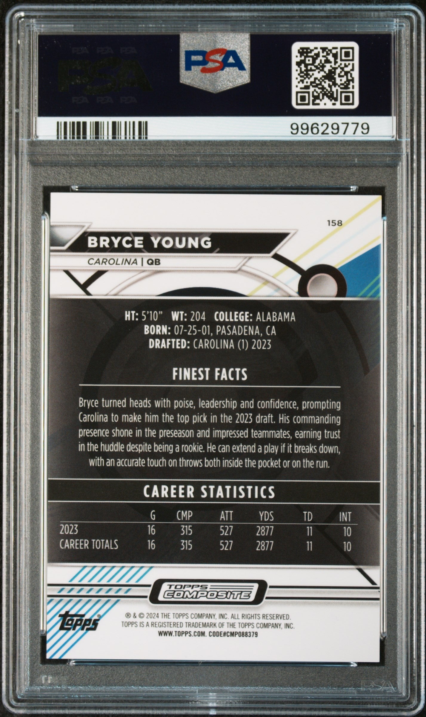 2023 Topps Composite Bryce Young Finest Gold Refractor Rookie 29/50 PSA 10 - Graded Sports Cards