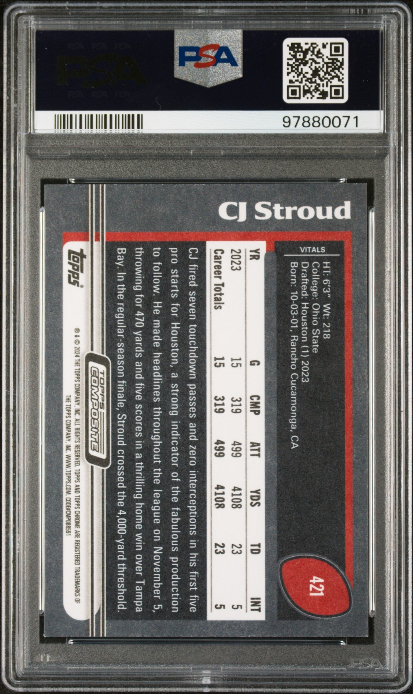 2023 Topps Composite CJ Stroud #421 PSA 9 - Graded Sports Cards