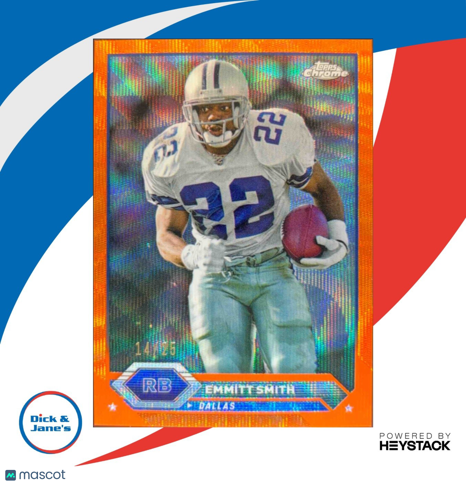 2023 Topps Composite Emmitt Smith Chrome Orange Wave Refractor 14/25 #6 Cowboys - Sports Cards